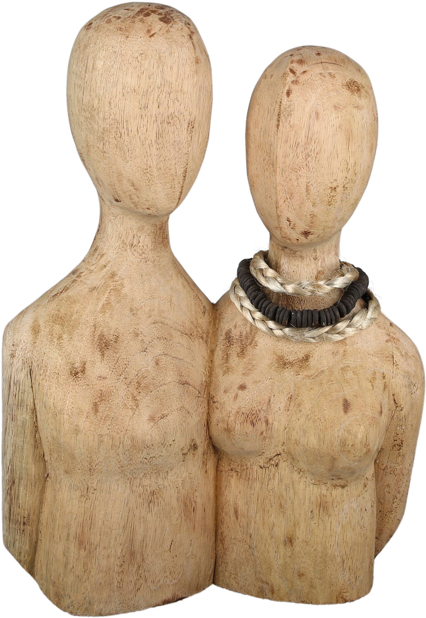 Casablanca by Gilde Dekofigur "Skulptur Pair, natur" Dekoobjekt, aus Holz, Höhe 37 cm, Wohnzimmer