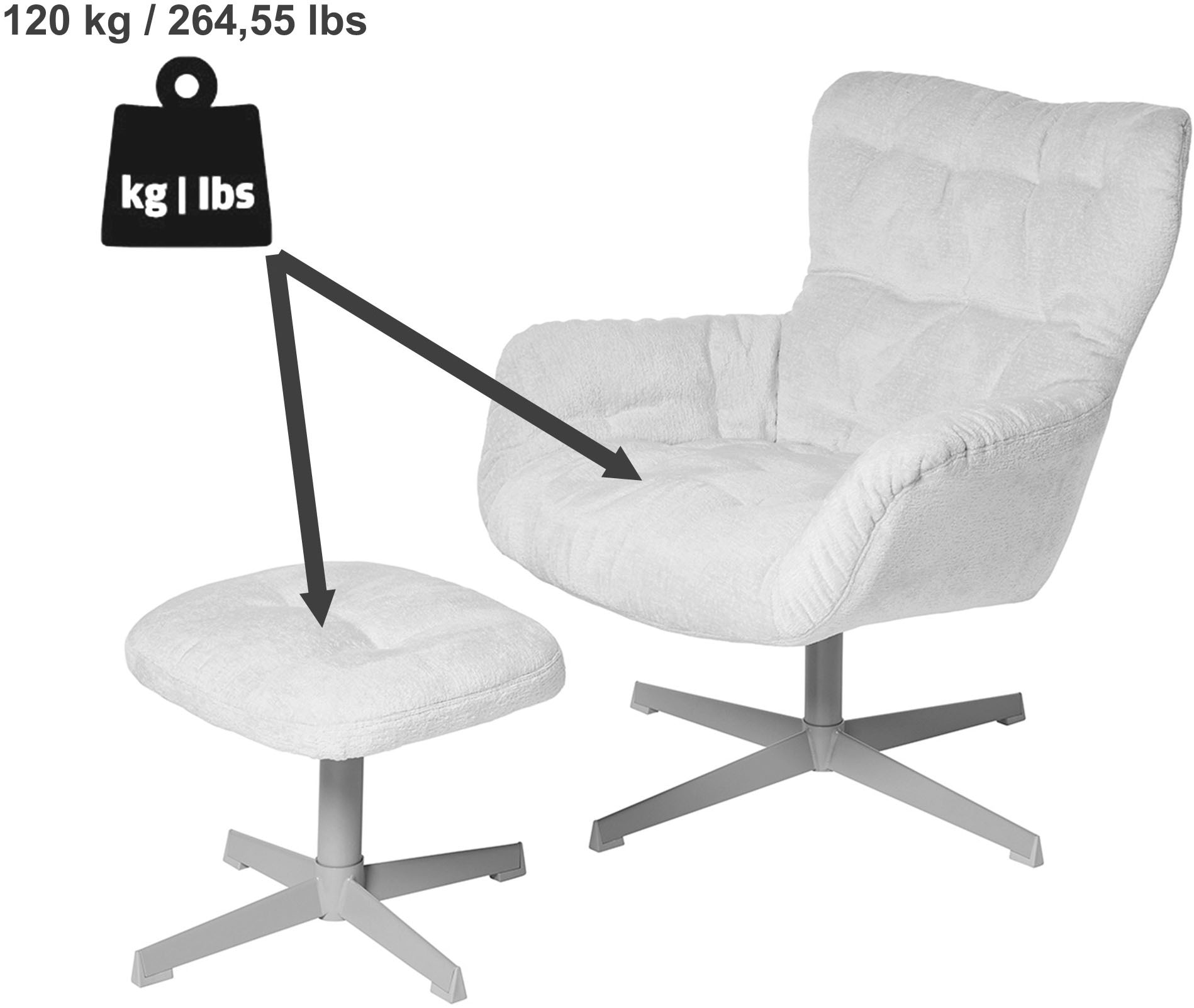 Jahnke Sessel »LOUNGE COSY TWIST PLUS« Loungesessel inkl. Hocker, bequeme Polsterung & Armlehnen, drehbar