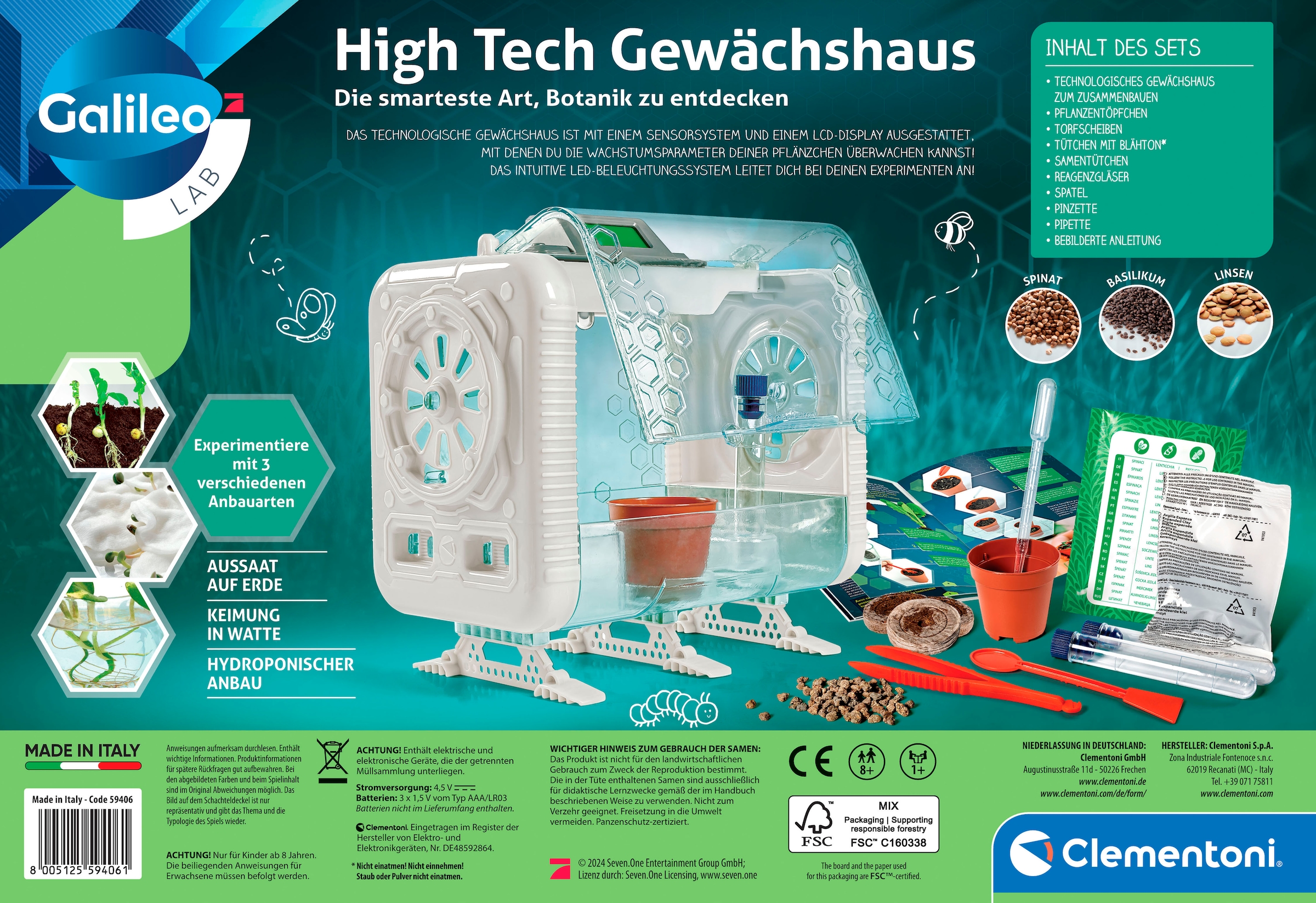 Clementoni® Experimentierkasten »Galileo Lab, High Tech Gewächshaus«