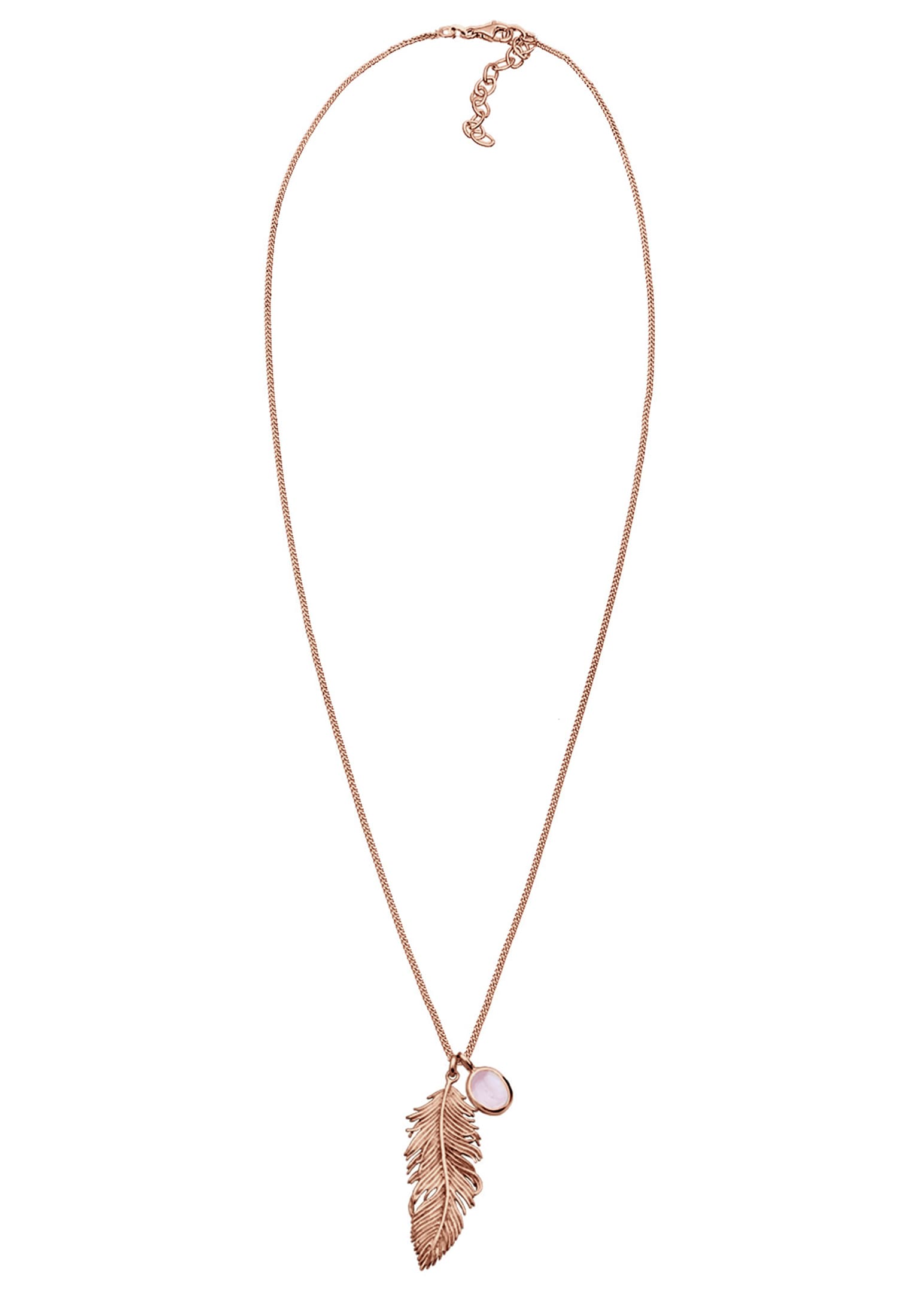Elli Lange Kette »Halskette Feder Quarz Rose 925 Sterling Silber Rosegold«