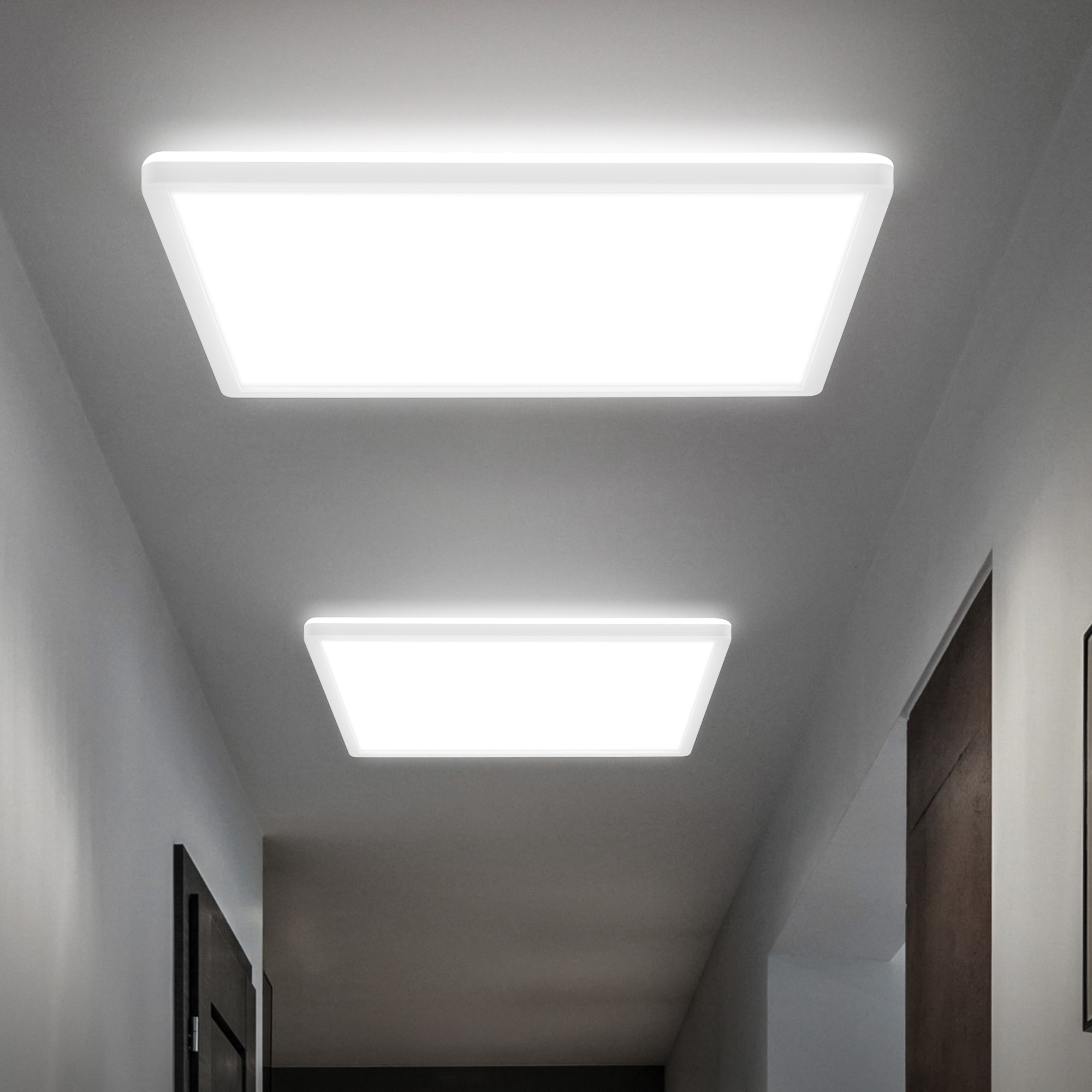 B.K.Licht LED Deckenleuchte »BKL1601 Ultraflache Deckenlampe, LED Panel mit Backlight« LED-Modul 1 Stk. Neutralweiß 4.000K, 3.000 Lm, 22W, indirekte Hintergrundbeleuchtung, 42x42cm, Weiß