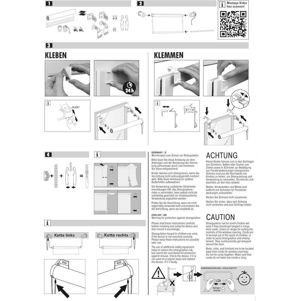 GARDINIA Seitenzugrollo »EASYFIX Rollo Dekor Stickerei«, Lichtschutz, ohne Bohren