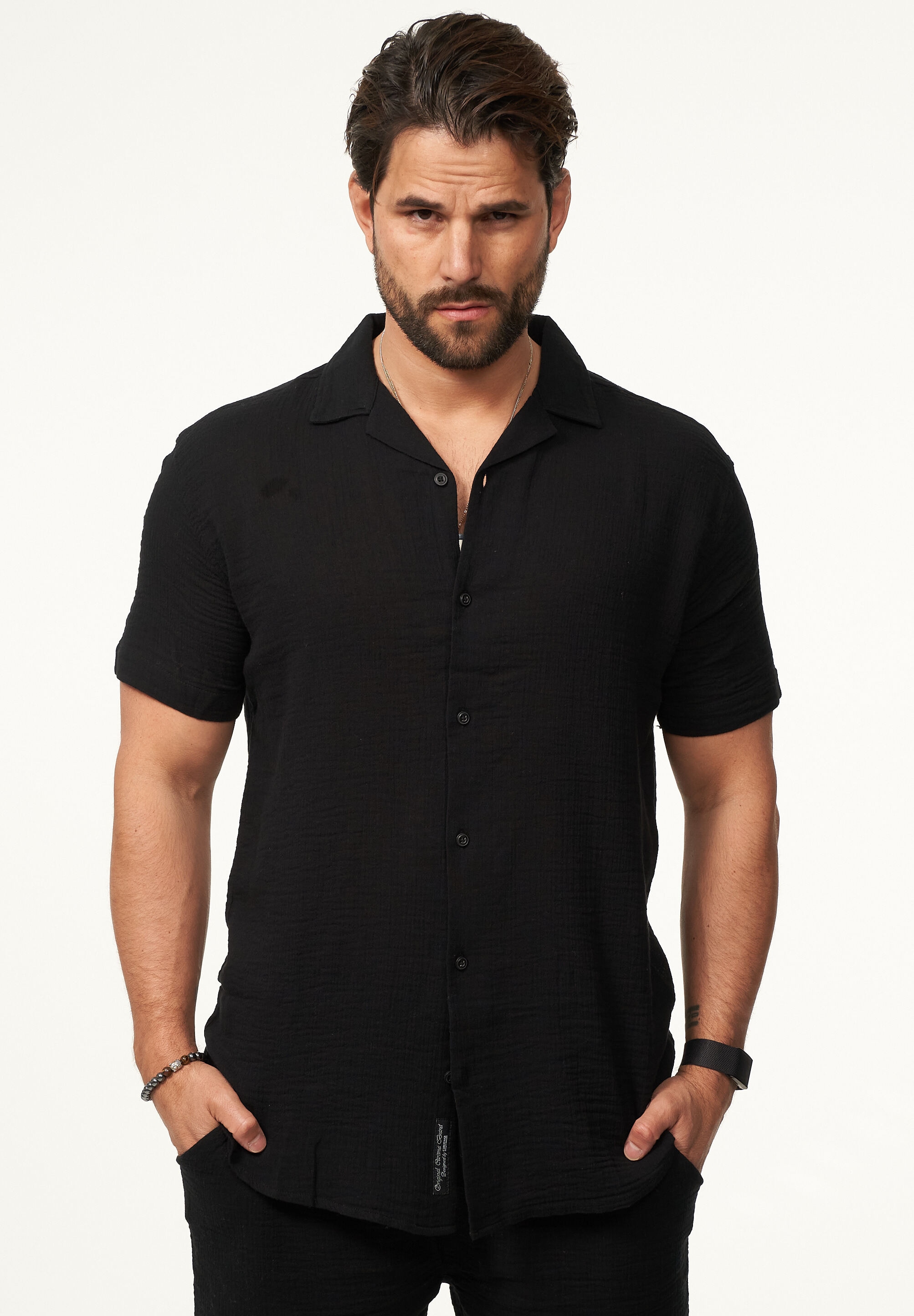 CARISMA Kurzarmhemd »im Vintage Summer-Look in Crinkle Optik« Herren luftig leichtes Kurzarm Feinstrick Polo-Hemd T-Shirt
