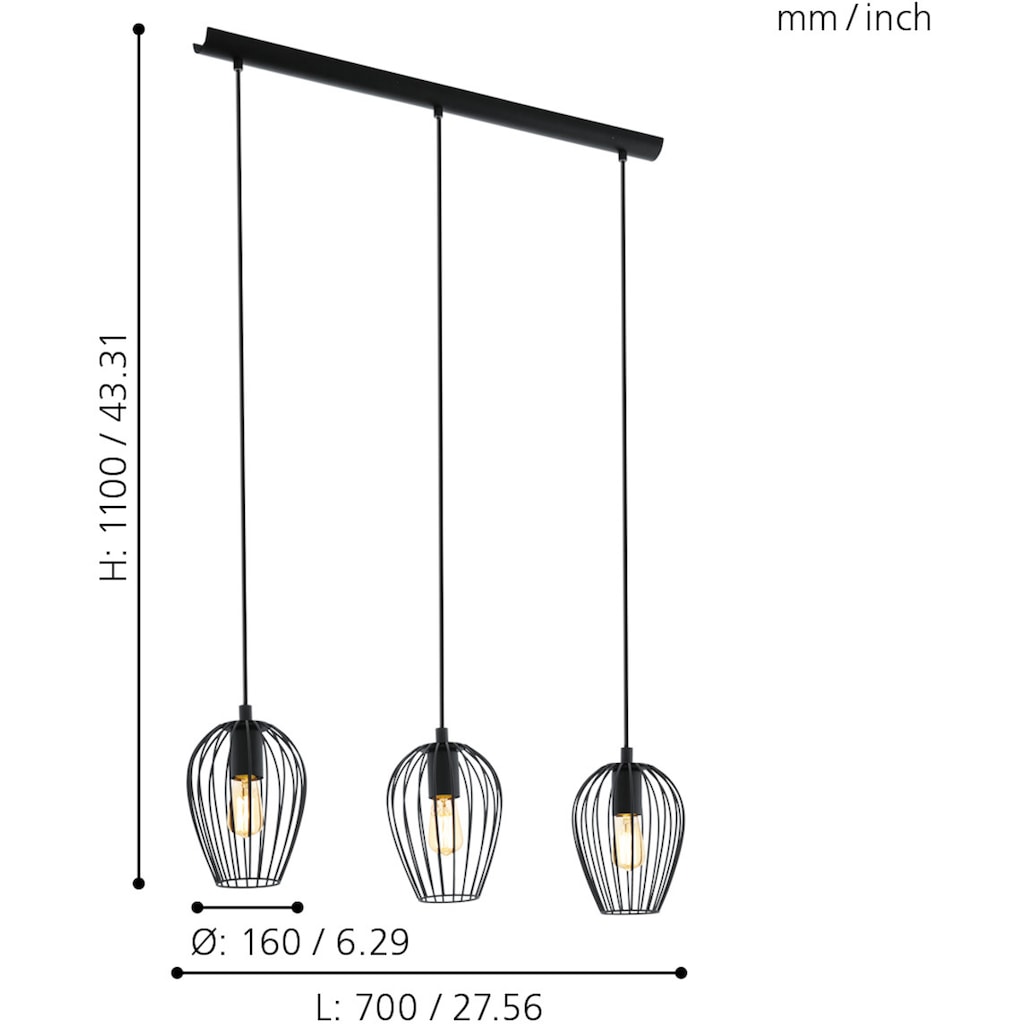 EGLO Pendelleuchte »NEWTOWN«, 3 flammig-flammig