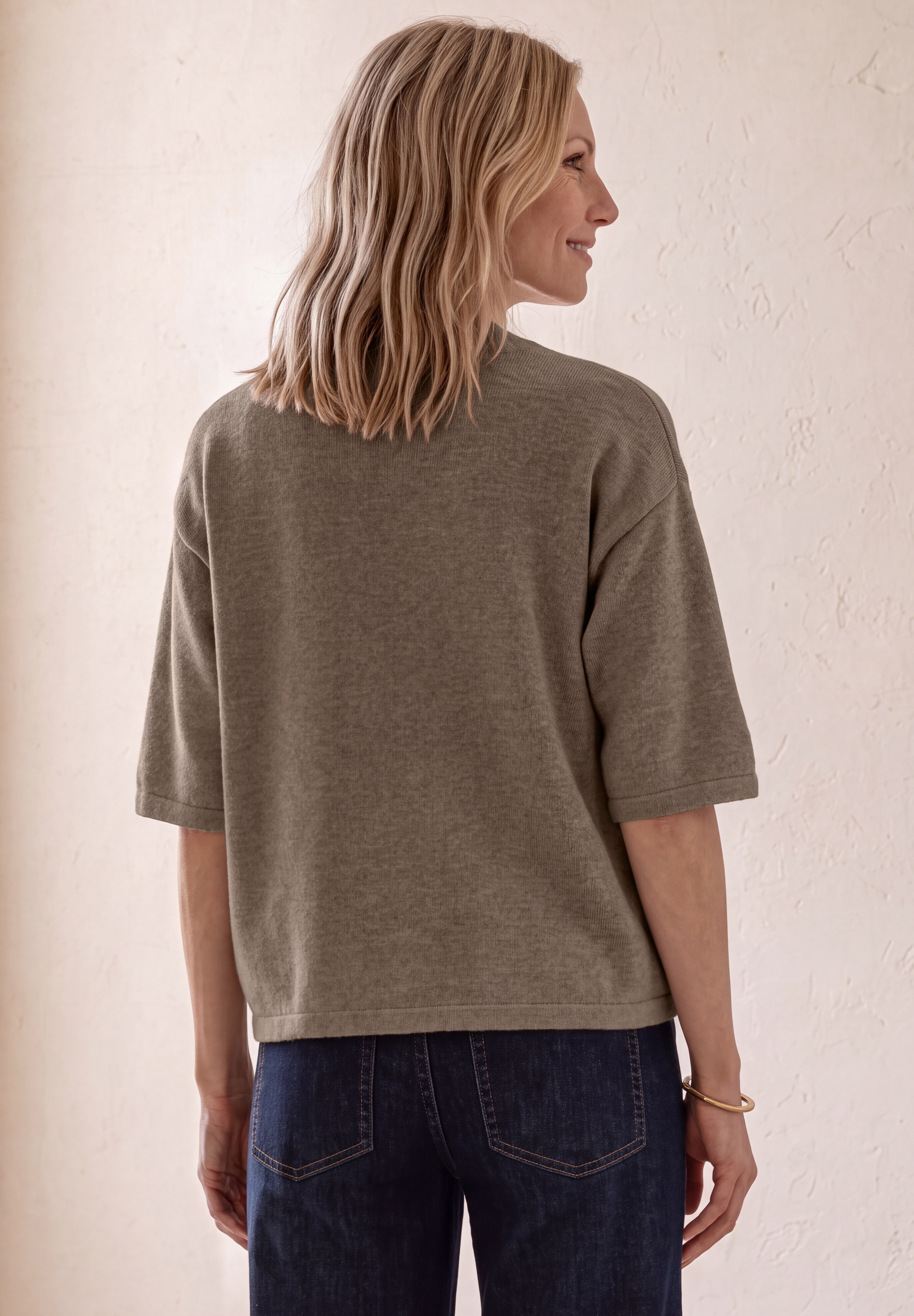 STREET ONE Strickpullover 3/4-Arm mit Perlen-Details / Rundhals