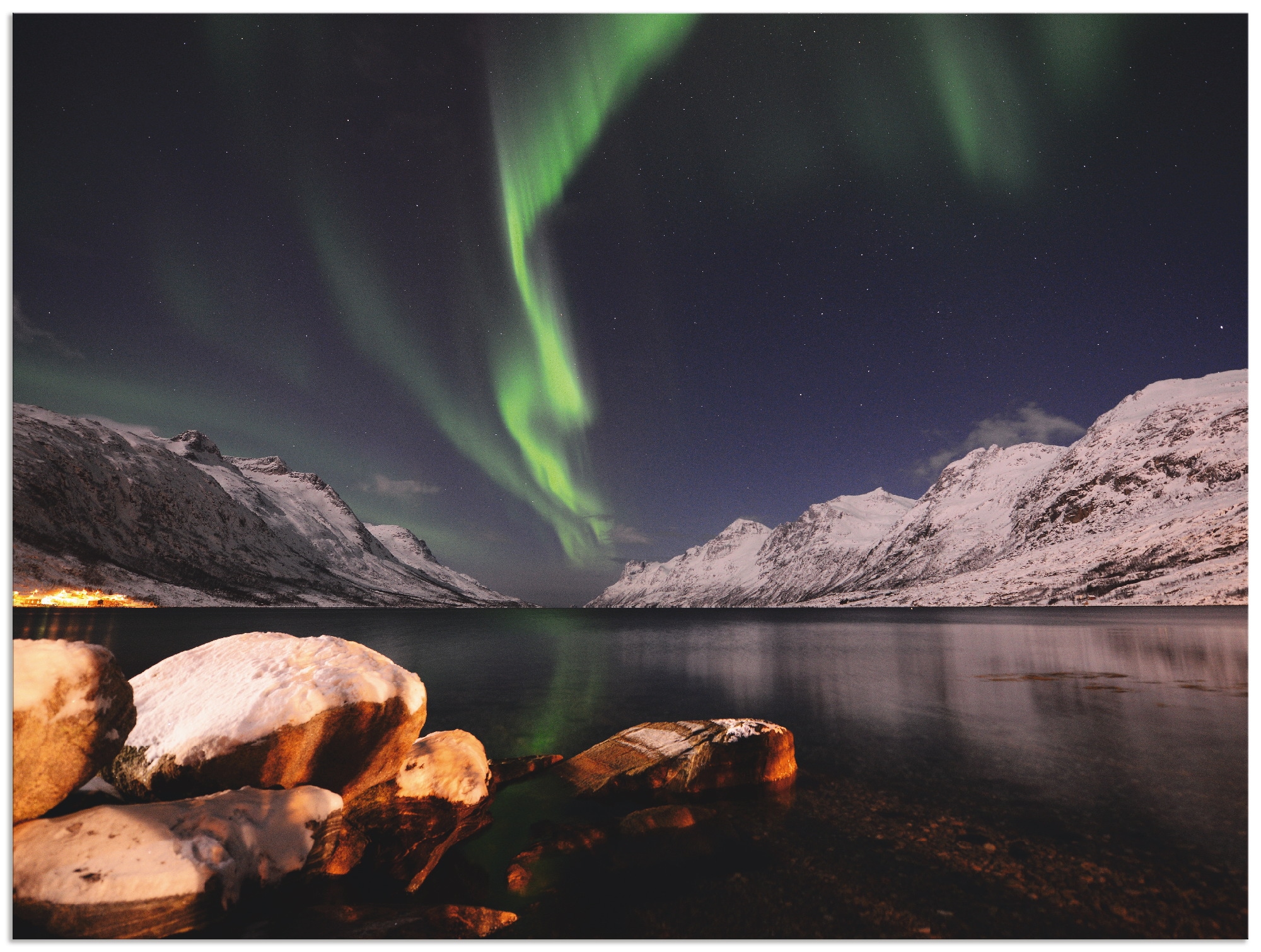 Artland Alu-Dibond-Druck "Nordlicht Norwegen II" Himmel 1 Stk. tlg. für Innen- und Außenbereich geeignet, Outdoorbild