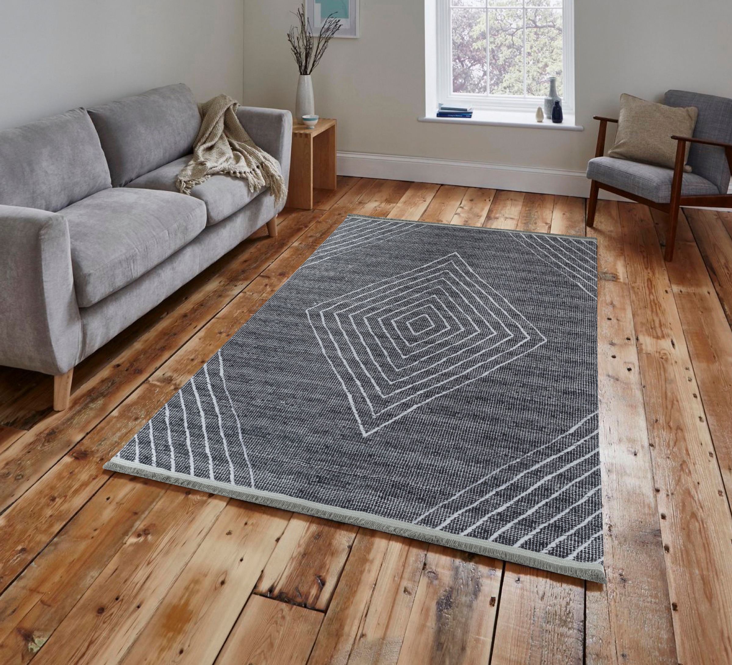 Sehrazat Teppich »EFE 1010«, rechteckig, 5 mm Höhe, Wohnzimmer, Flachwebteppich, Scandi Style