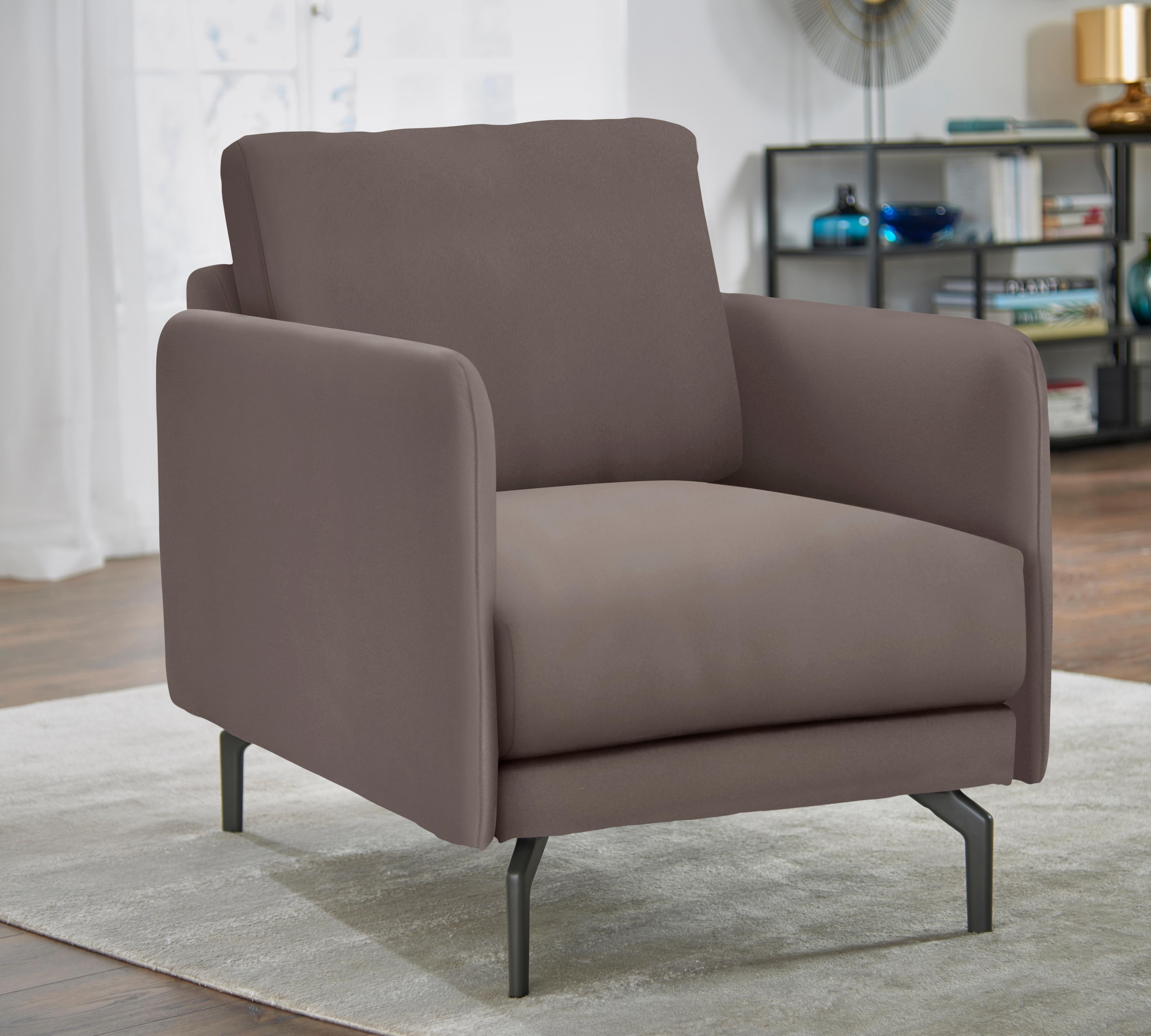 Creation BY ROLF BENZ Sessel »CR.450, Designsessel, Loungesessel«, Armlehne sehr schmal, Breite 70 cm, Alugussfuß Umbragrau