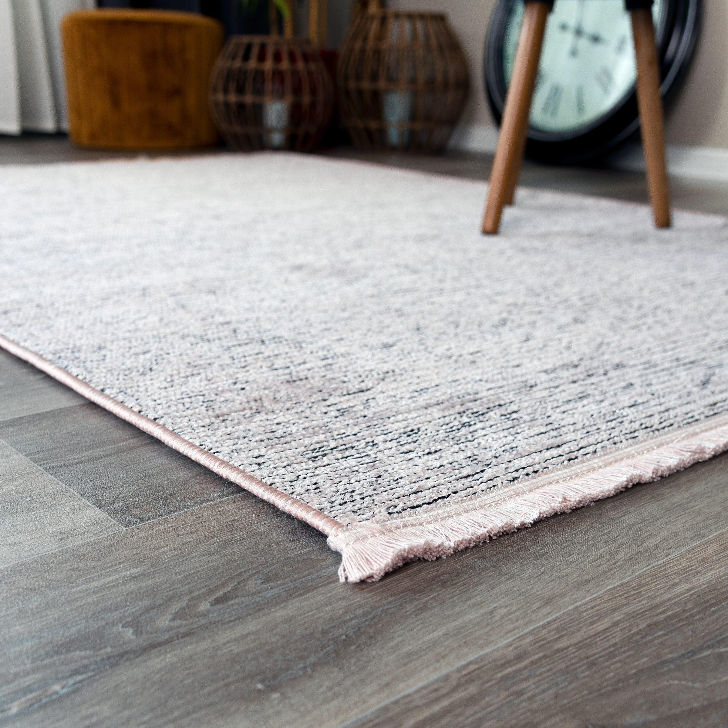 Sehrazat Teppich »Stela«, rechteckig, 5 mm Höhe, waschbar, Flachgewebe, mit Fransen und Chenille