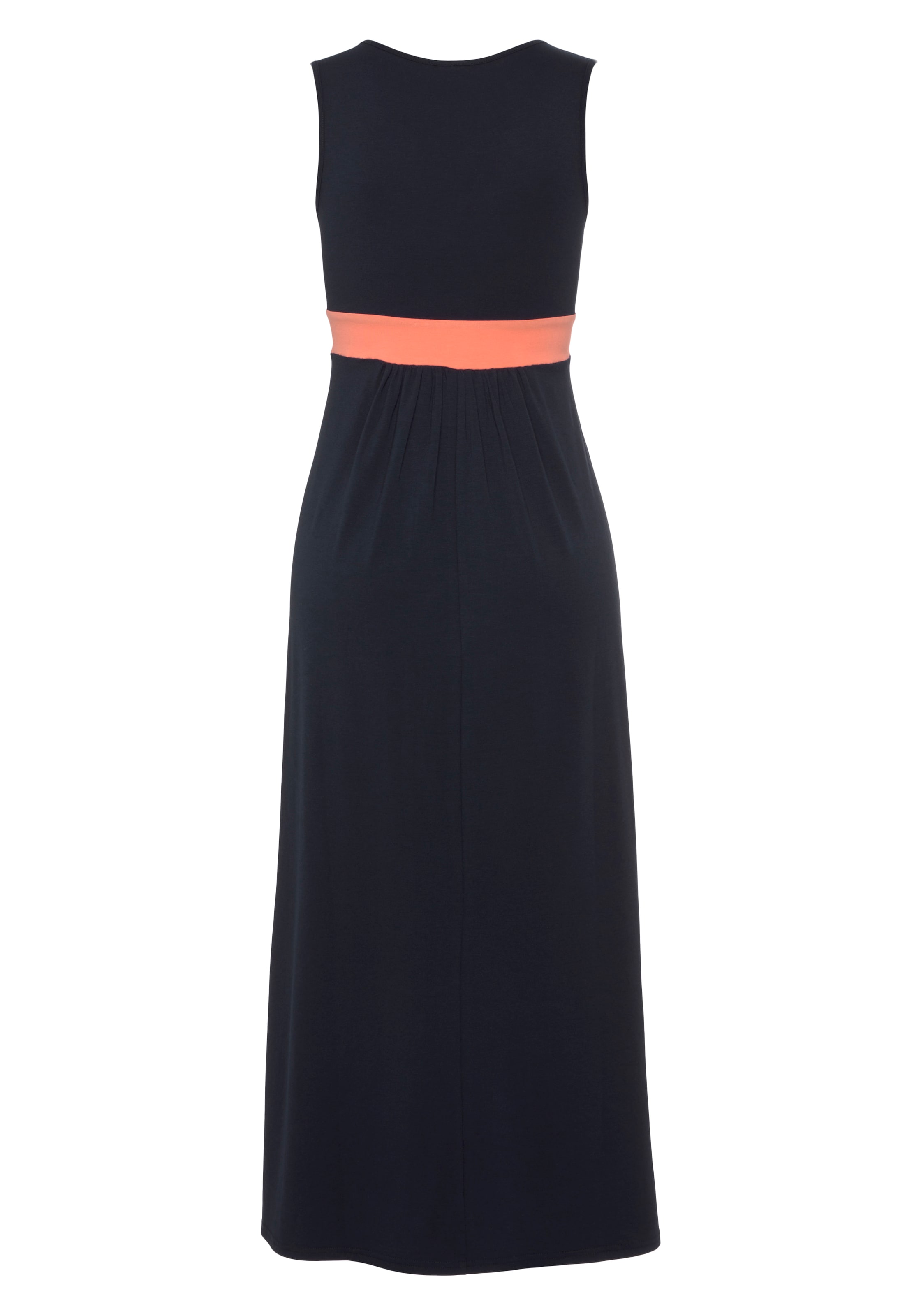 LASCANA Maxikleid, mit farbigem Einsatz und V-Ausschnitt, Sommerkleid, Strandkleid
