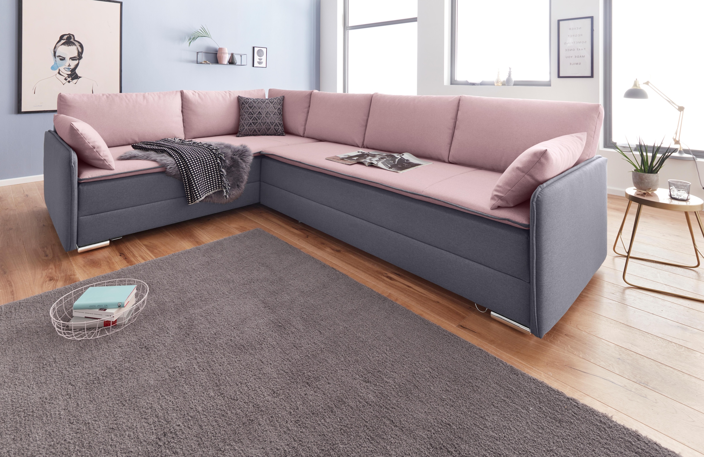 INOSIGN Ecksofa »Dream L-Form«, mit Federkern, mit Bettfunktion und Bettkasten