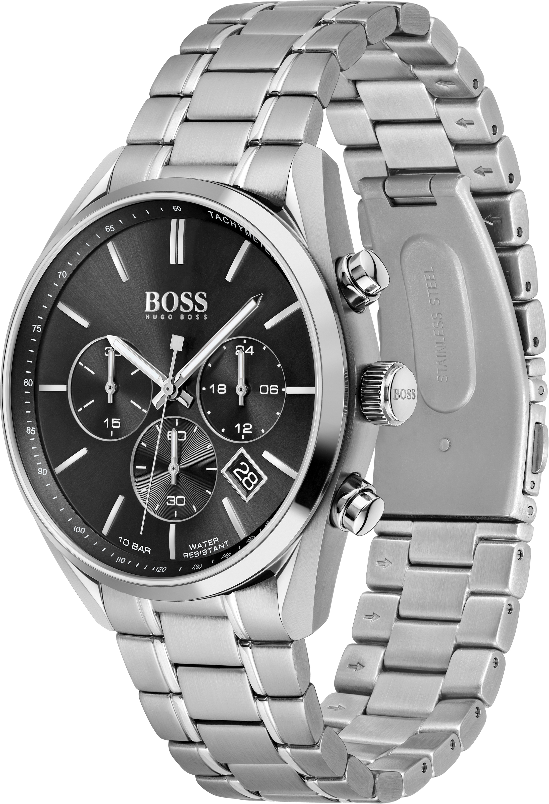 BOSS Chronograph »CHAMPION«, Quarzuhr, Herrenuhr, Armbanduhr, Stoppfunktion, Edelstahlarmband