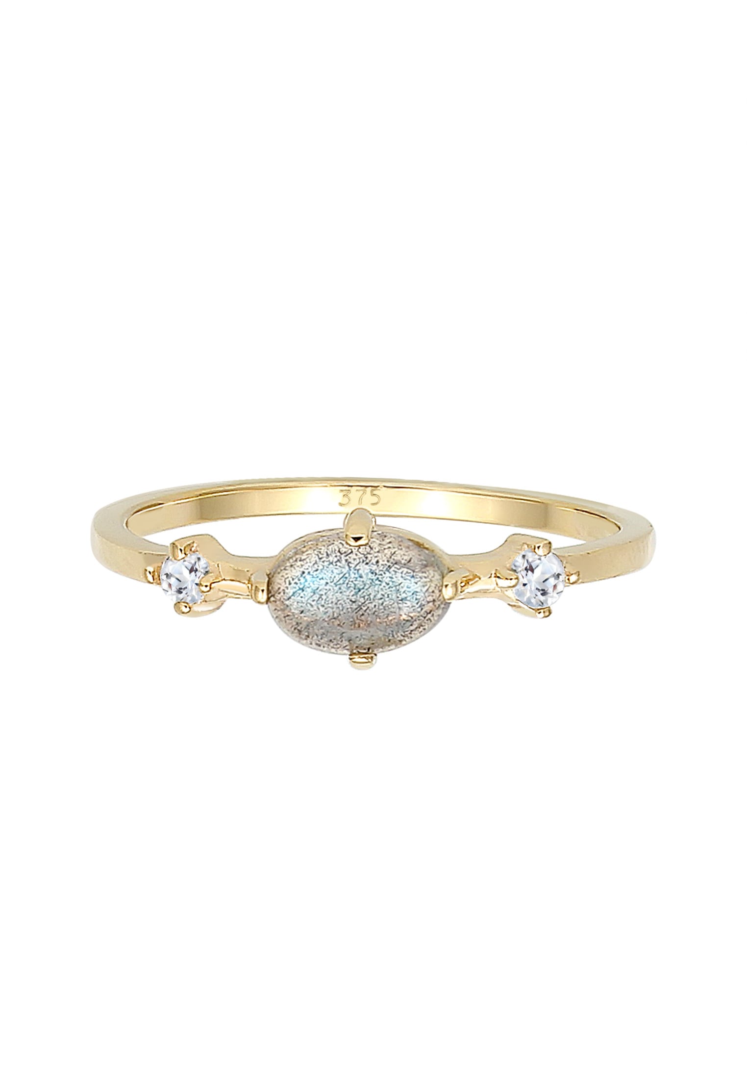 Elli Premium Silberring »Ring Labradorit Topas Weiß 375 Gelbgold«