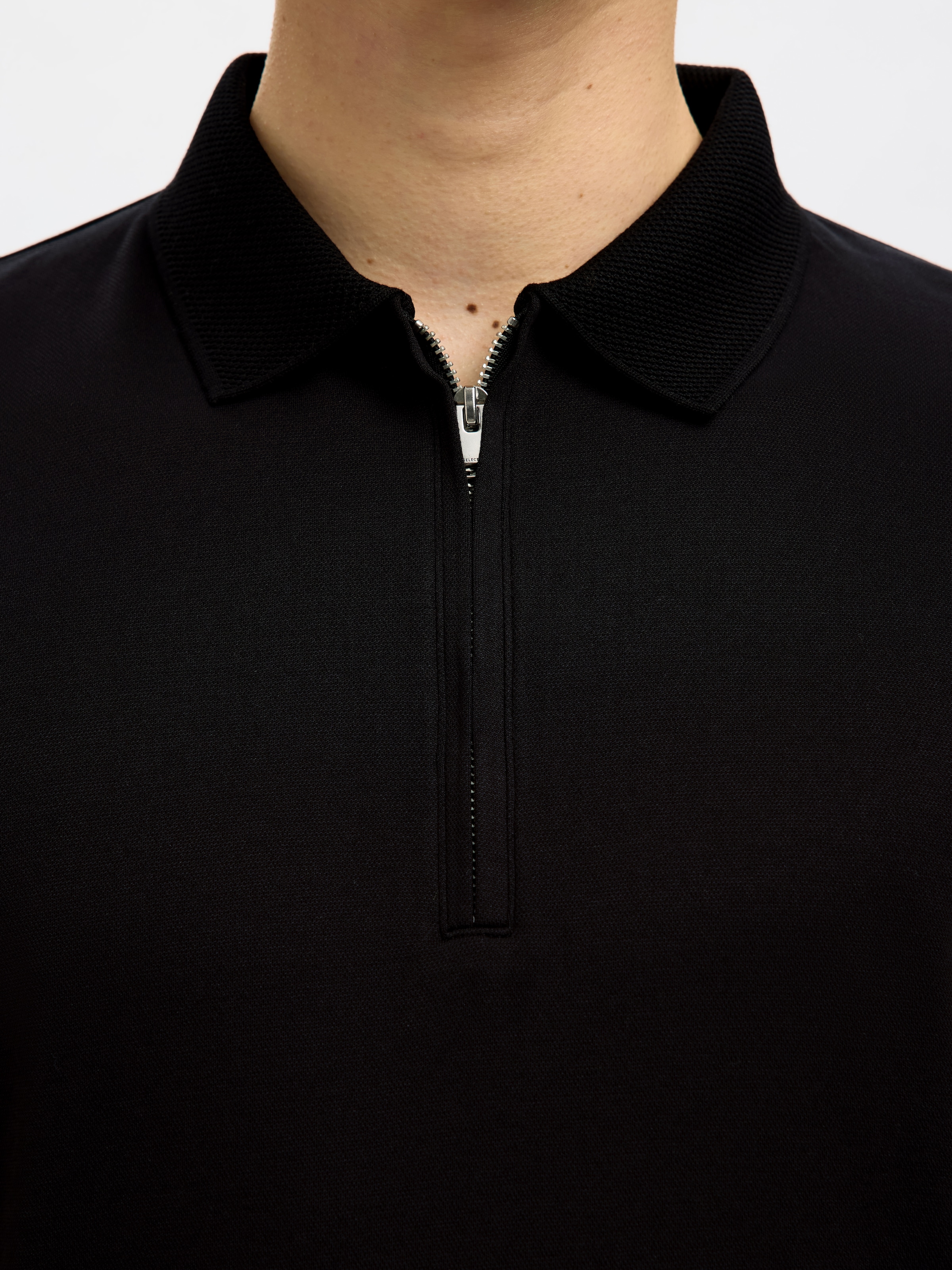 SELECTED Poloshirt »SLHFAVE ZIP SS POLO NOOS« Baumwollmischung, regular fit