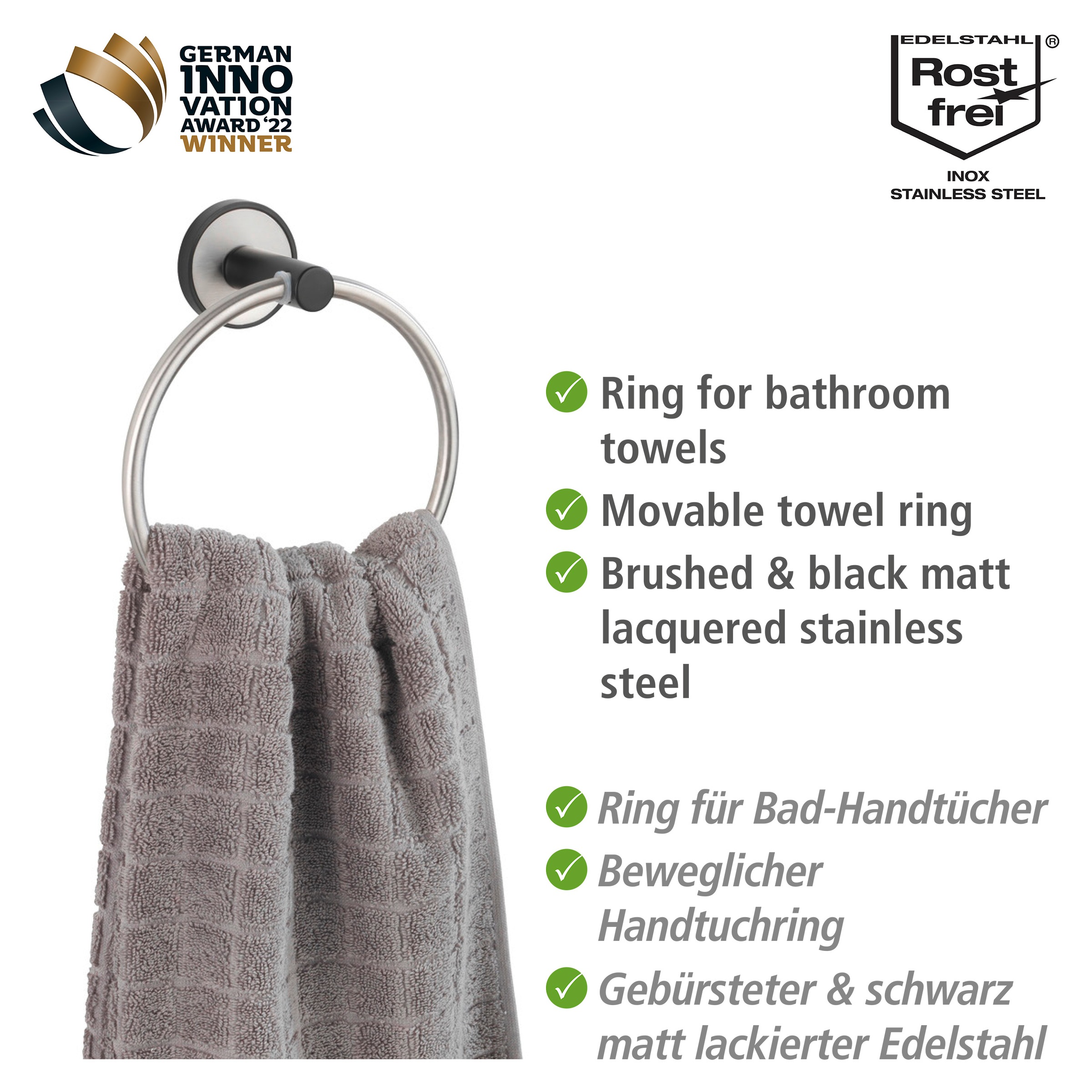 WENKO Handtuchring »UV-Loc® Udine« befestigen ohne Bohren