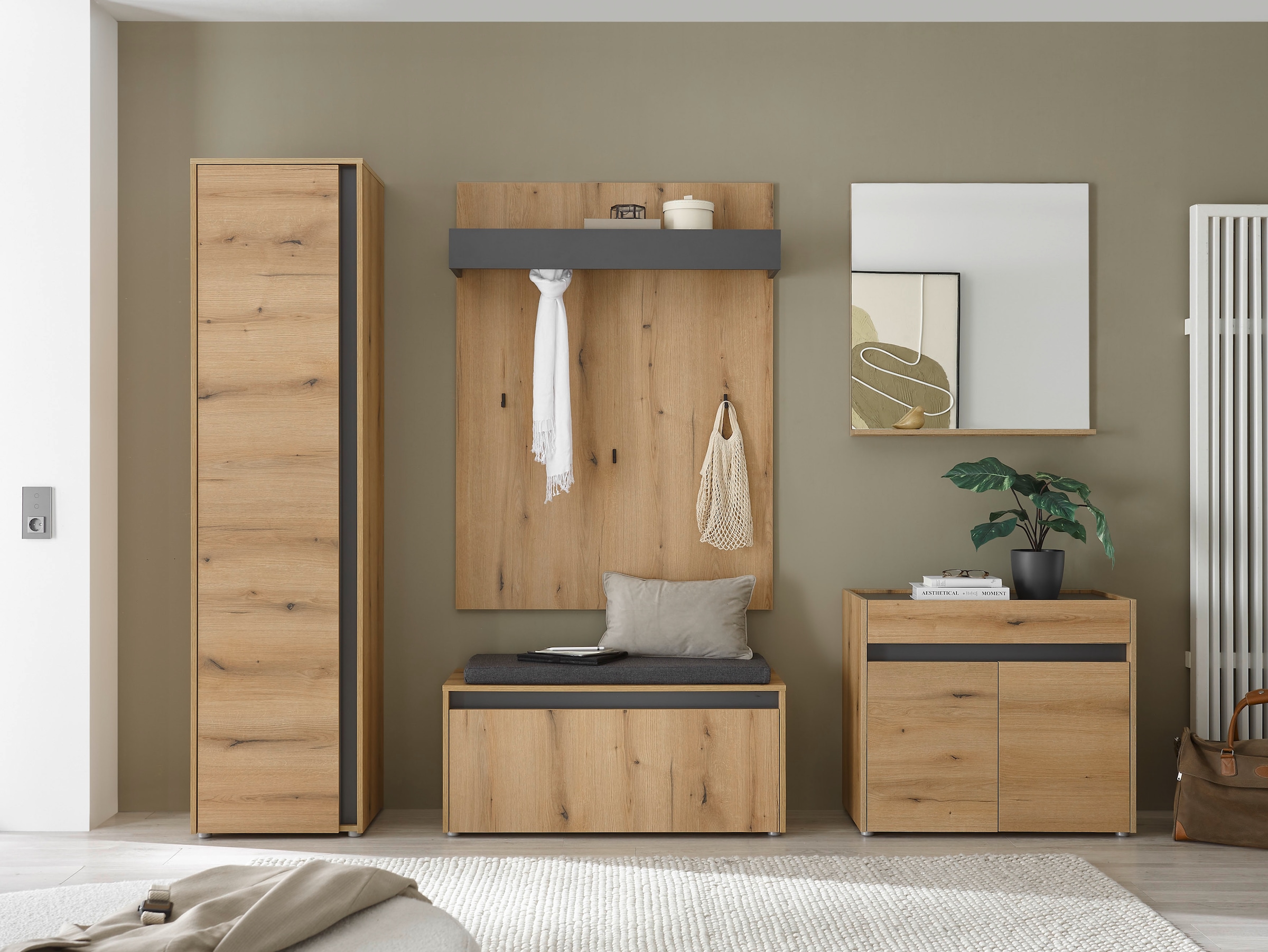 INOSIGN Garderobenspiegel »Giron/City, Spiegel in drei Farben, modernes Design«, universell einsetzbar, mit Ablagefläche, eckig, 75 cm breit