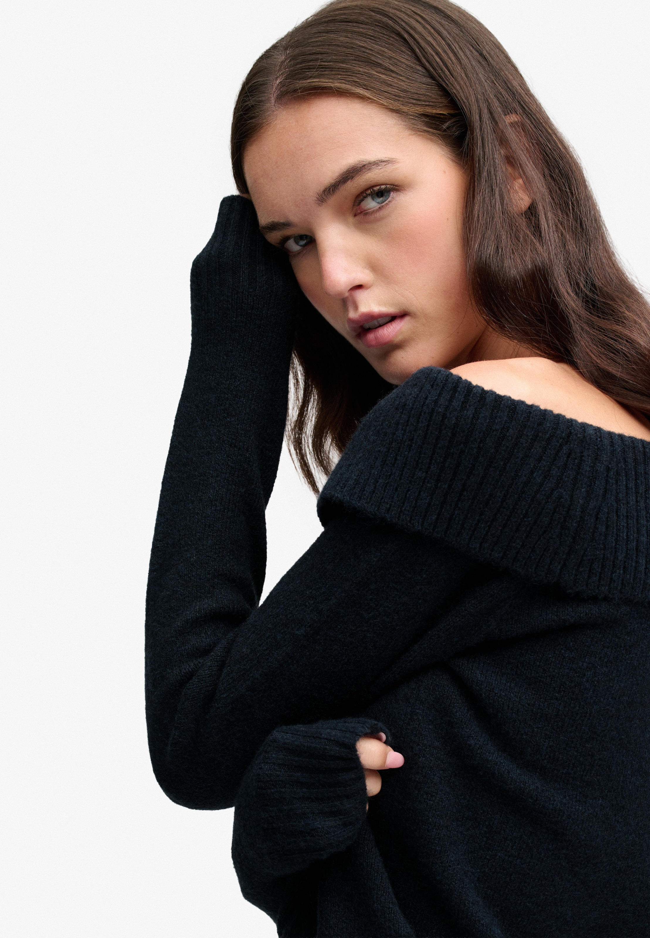 Superdry Strickpullover »BARDOT KNITTED JUMPER« Materialmix, hochwertig mit Woll-Anteil