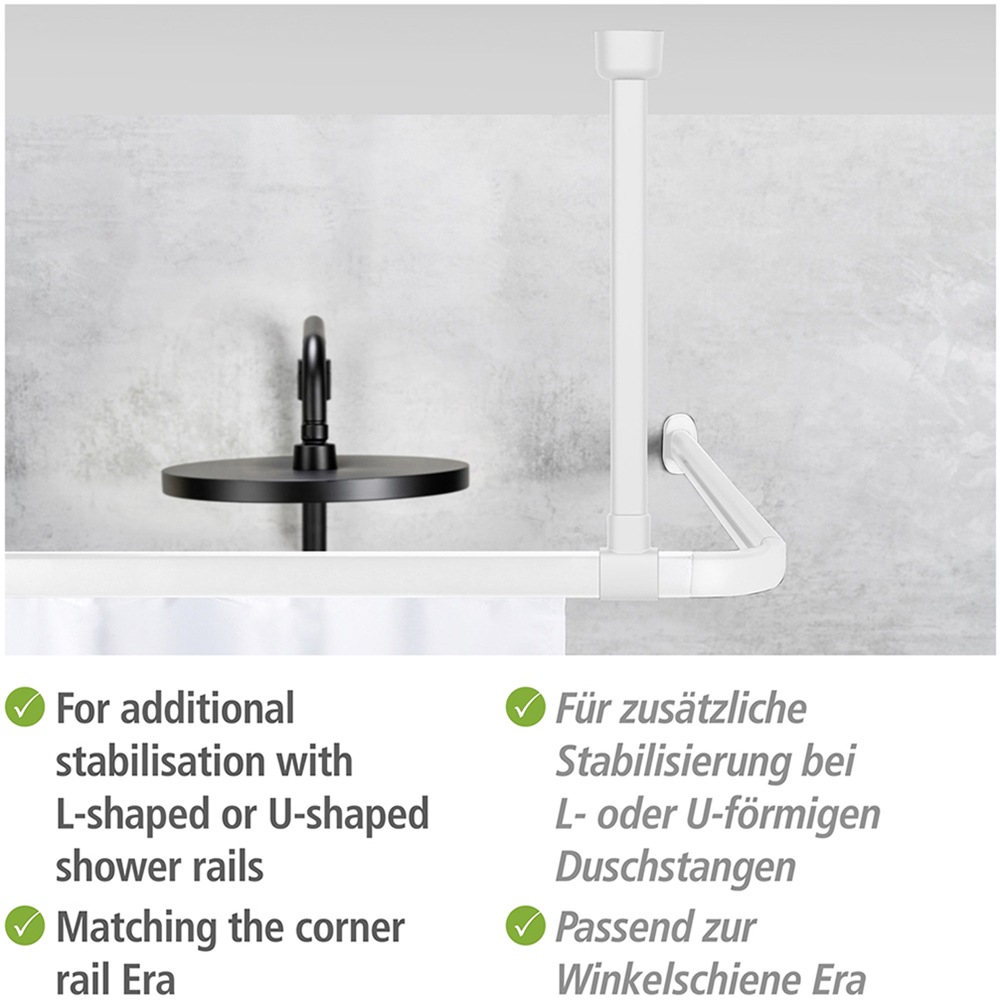 WENKO Duschstangen-Deckenhalter »Modell Era«, Deckenstütze aus Aluminium für Winkelschiene Era, 57 cm