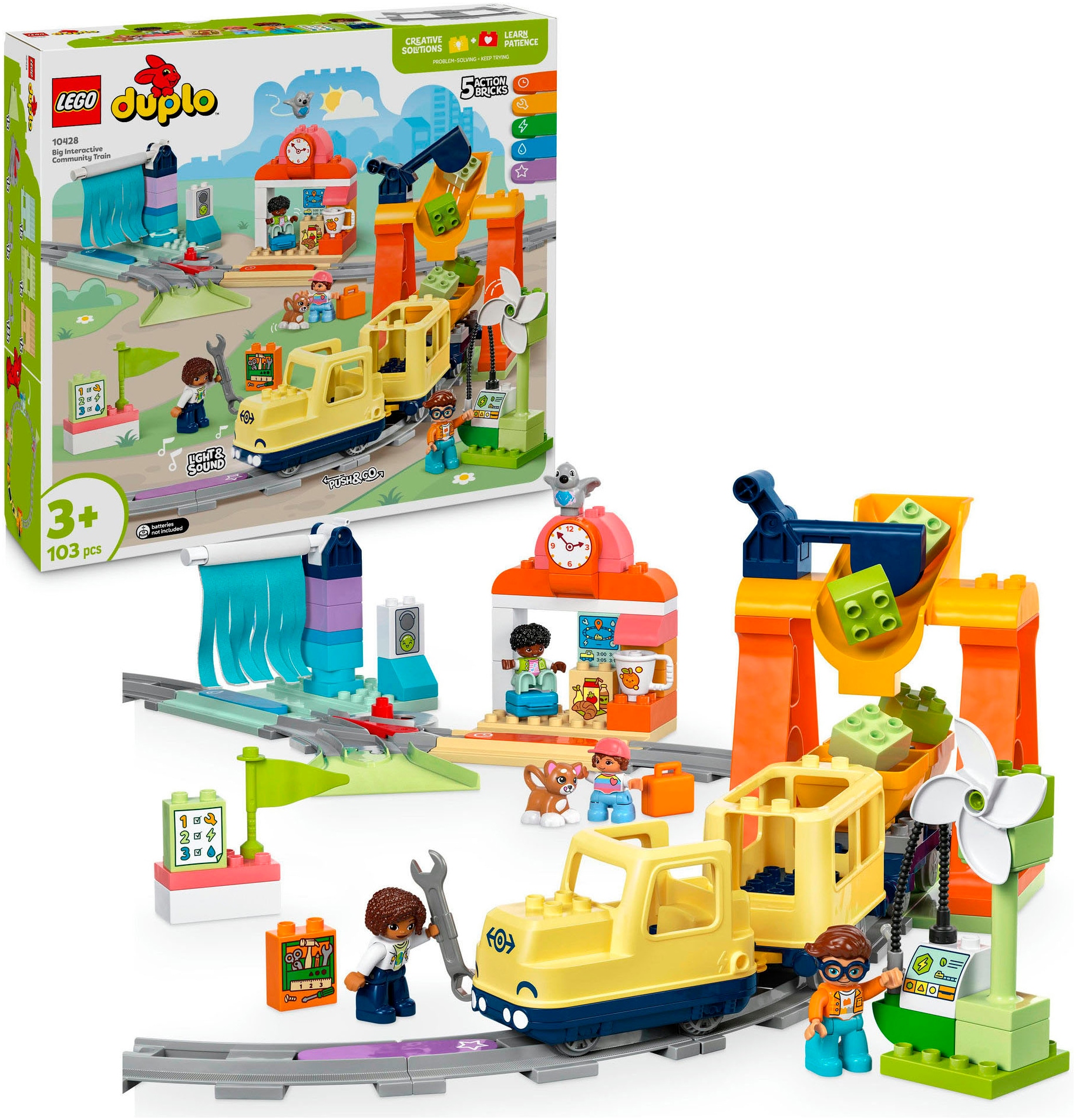 LEGO® Konstruktionsspielsteine »Große interaktive Eisenbahn (10428), LEGO DUPLO Town«, (103...