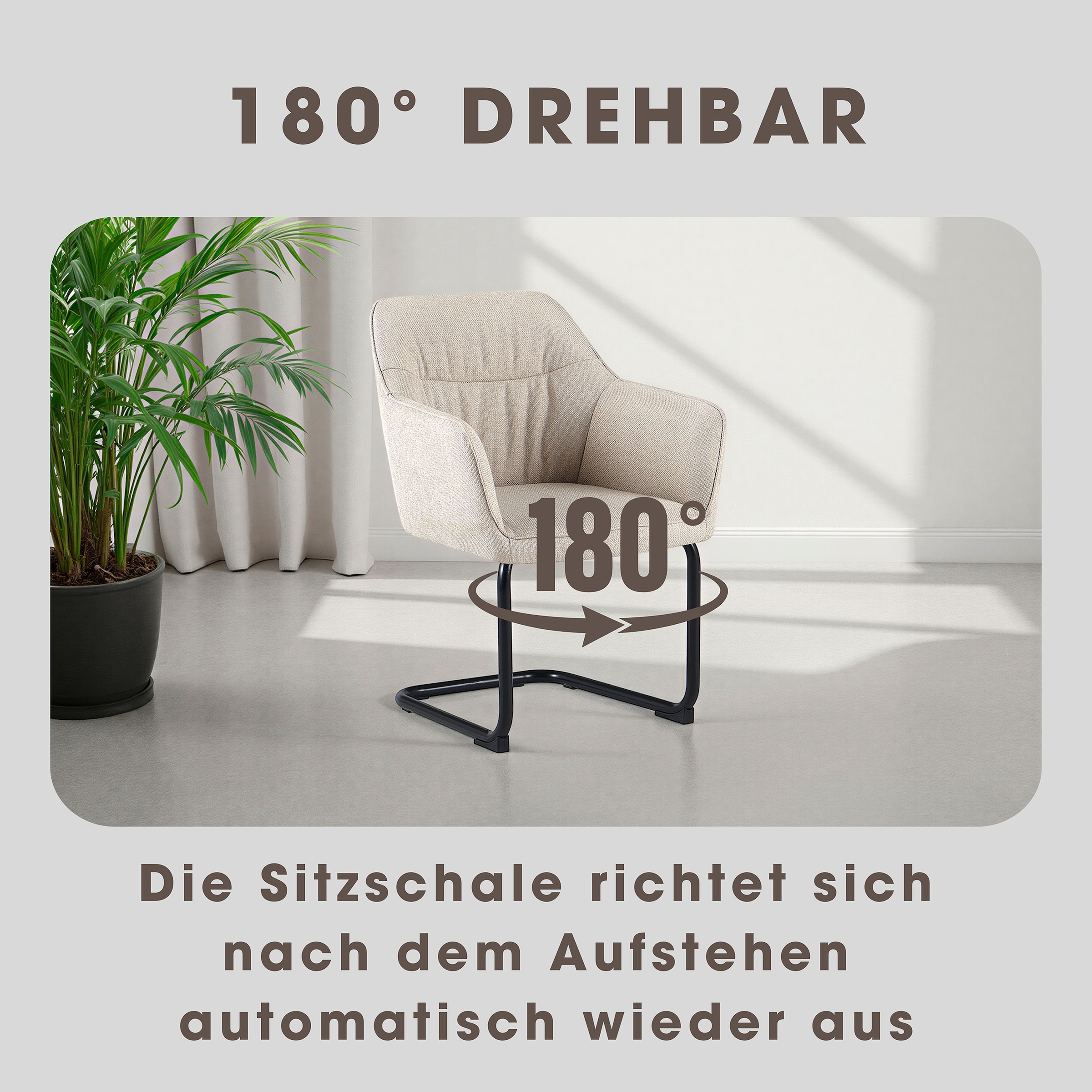 OTTO home Freischwinger »Elba« (Set) 2 Stk.gemütlicher Stuhl / Sessel, 180 Grad drehbar, Auto Return, Webstoff