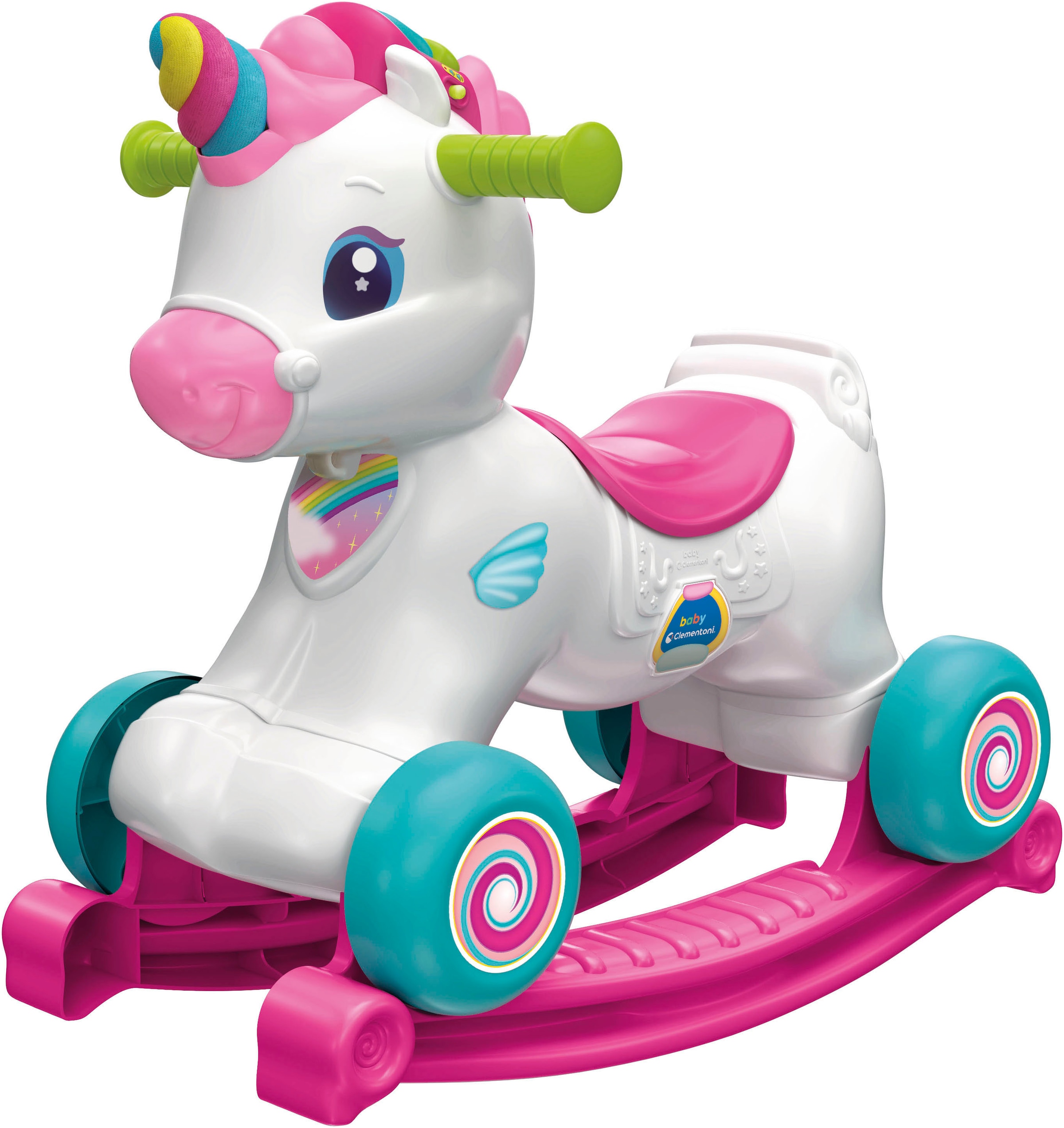 Clementoni® Schaukeltier »Baby Clementoni, 3in1 Schaukel-Einhorn«, mit Sound; Made in Europe