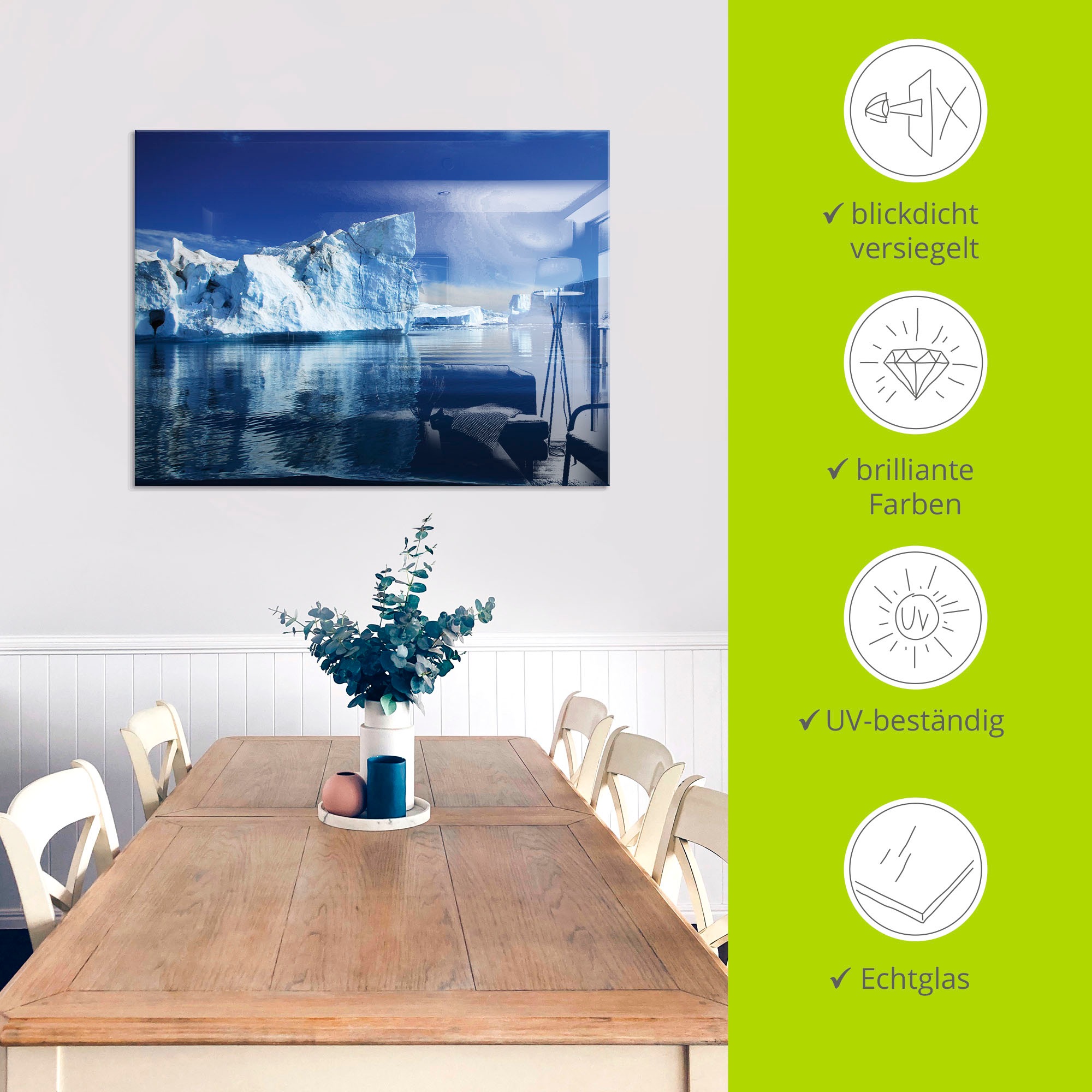 Artland Glasbild »Eisberge - Diskobucht - Grönland« Arktis 1 Stk. tlg. in verschiedenen Größen