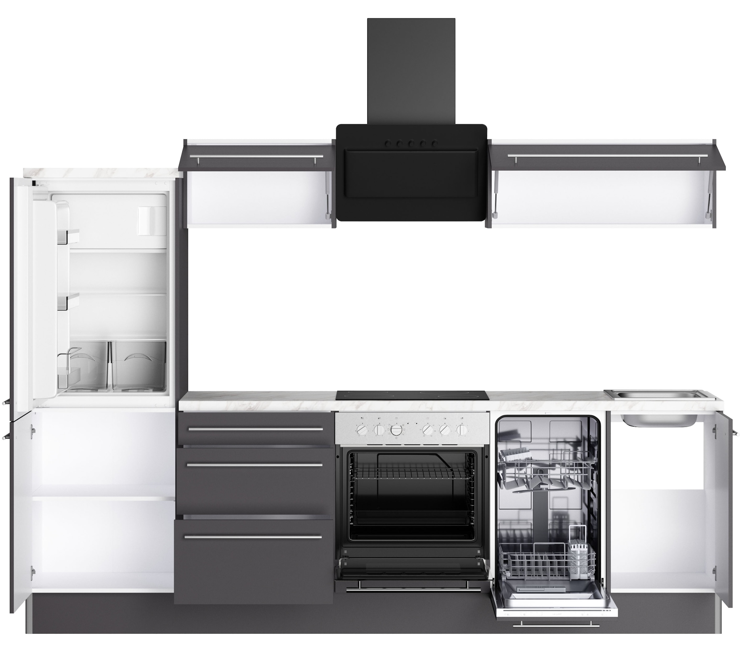 KOCHSTATION Küche »KS-Bern2« Breite 270 cm, wahlweise mit E-Geräten, Seitenverkehrt stellbar