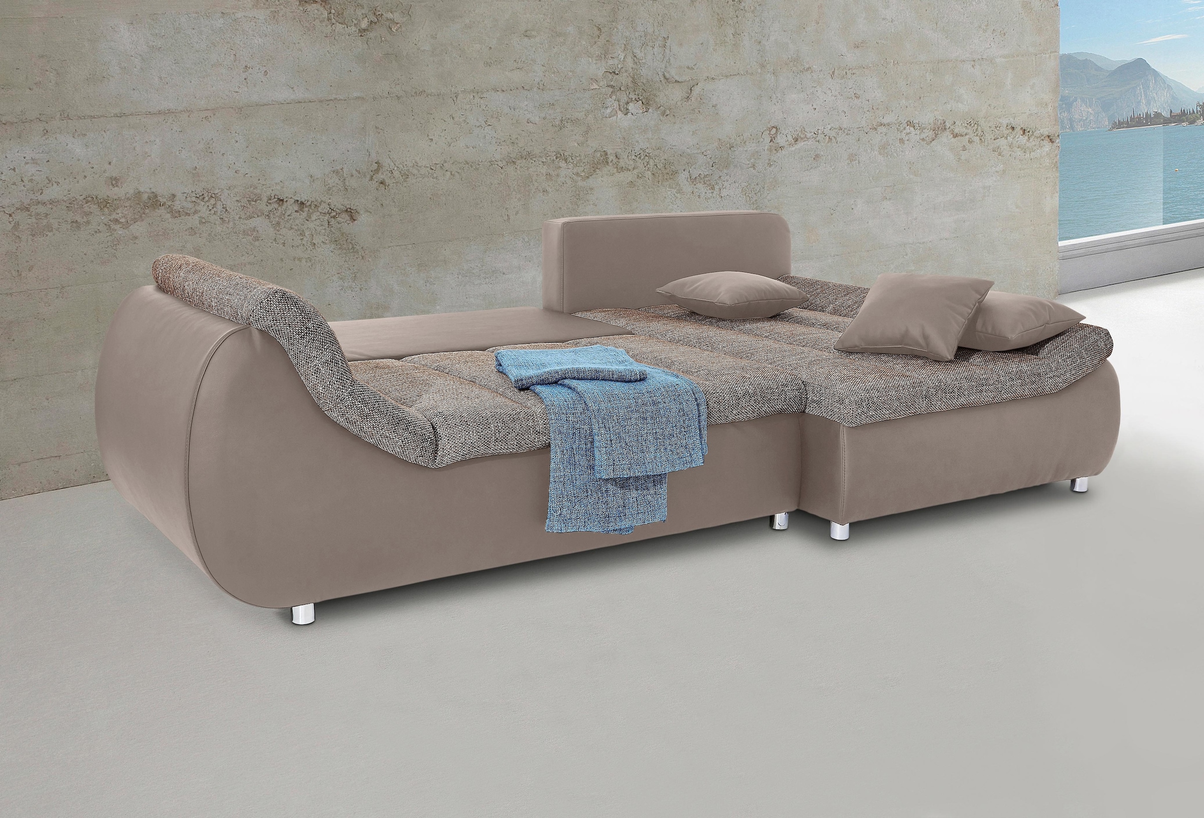 INOSIGN Ecksofa »Imola L-Form«, wahlweise mit Bettfunktion