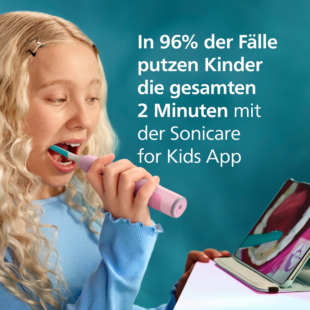 Philips Sonicare Elektrische Zahnbürste »For Kids Smart HX6600« 2 Stk. Aufsteckbürsten mit App-Anbindung, 2 Putzprogrammen und 21 Tagen Akkulaufzeit