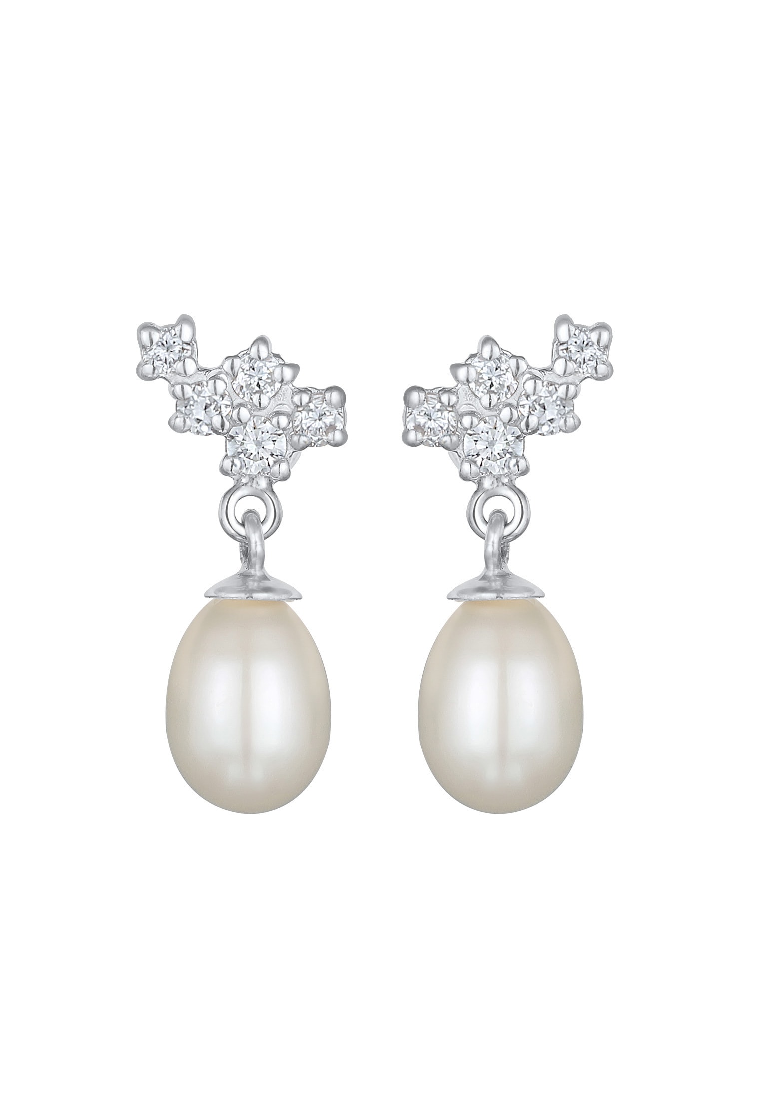 Elli DIAMONDS Paar Ohrstecker »Ohrringe Lab Grown Diamanten (0.17 ct) Perle 925 Silber«
