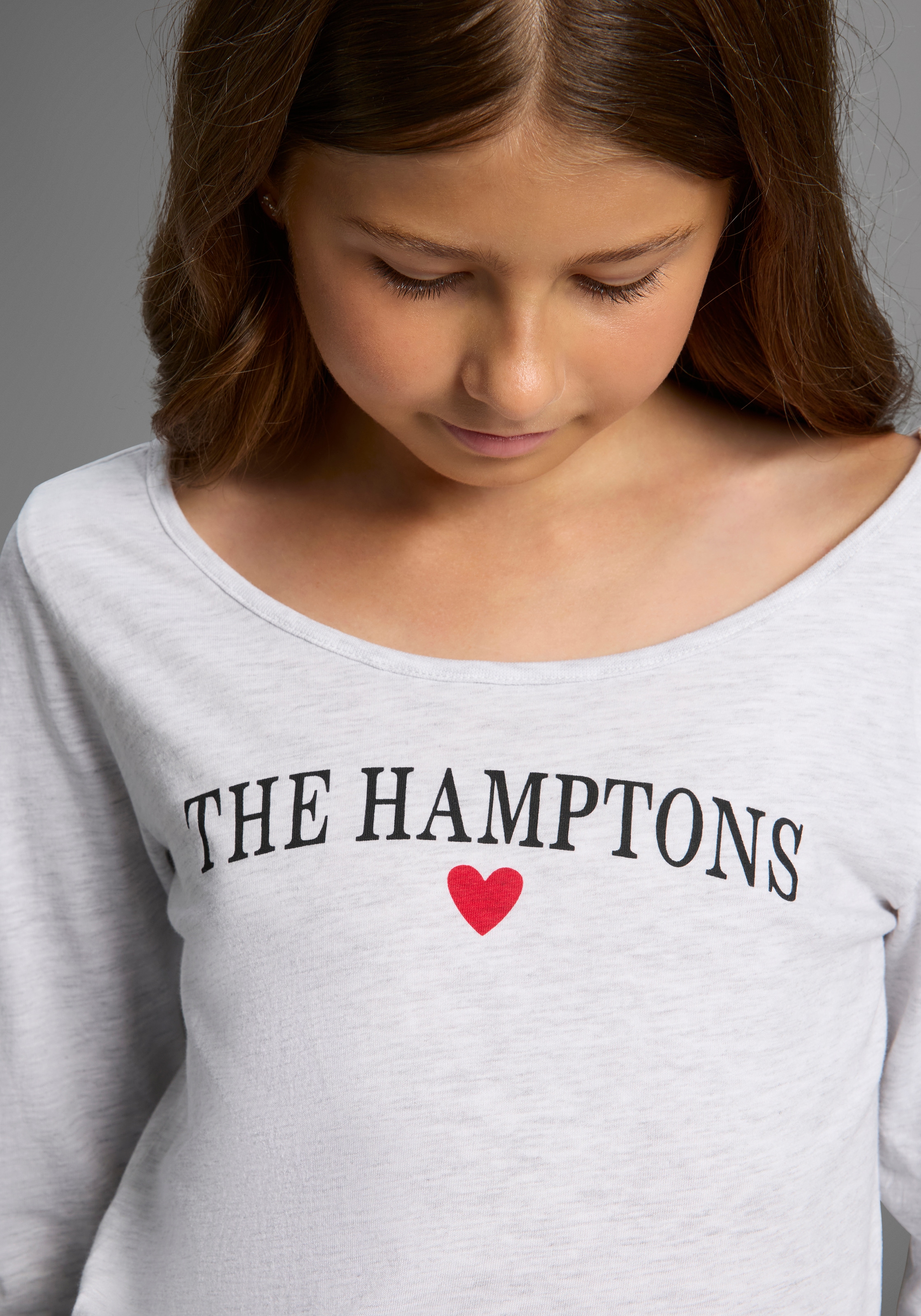 KIDSWORLD Langarmshirt »Shirt mit Hamptons-Druck für Mädchen« Tieferer Ausschnitt