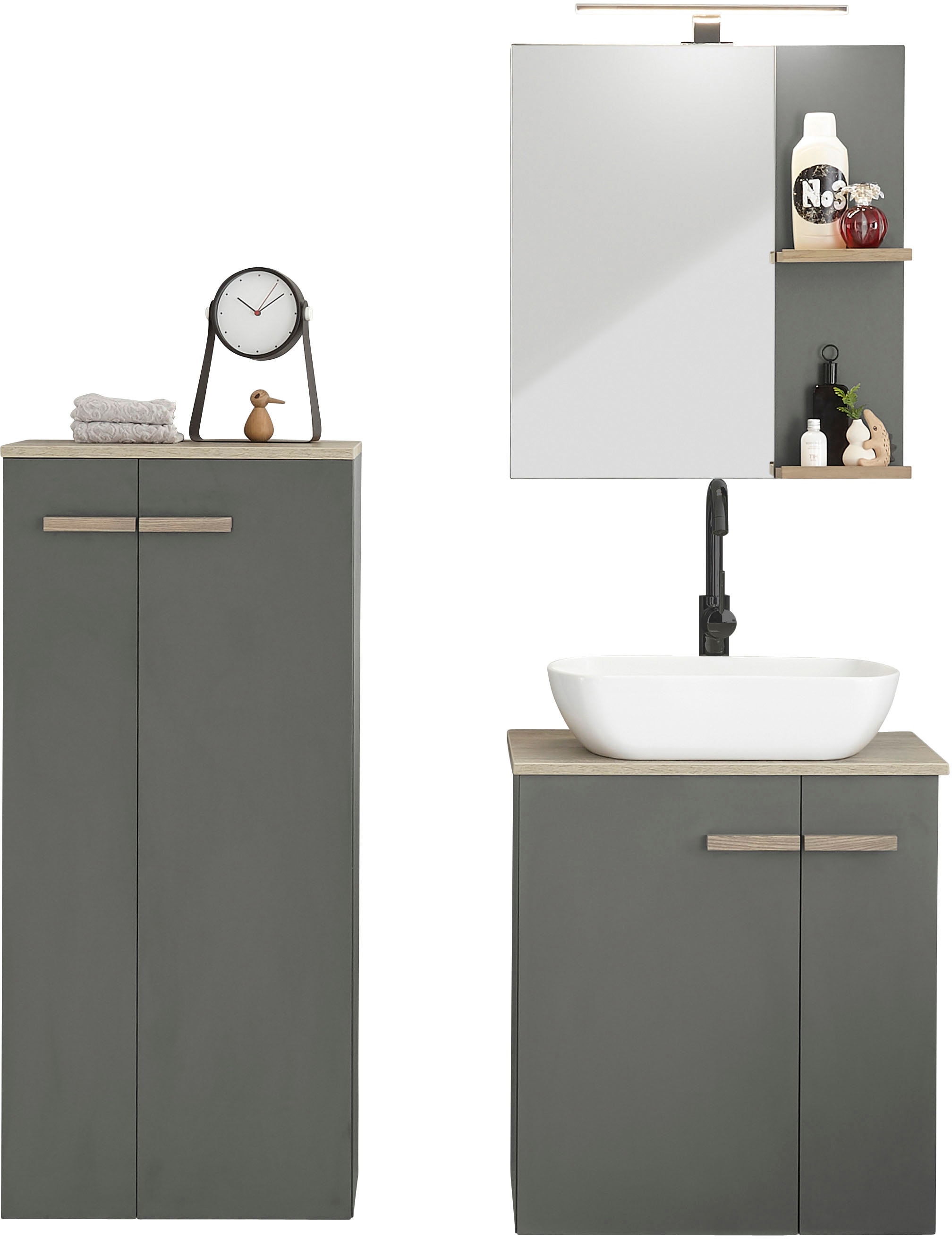 Home affaire Badmöbel-Set »SOLiD, Badmöbel-Set, Bad im modernen Design, 3-teiliges Badezimmer« Set, 3 Stk. tlg.