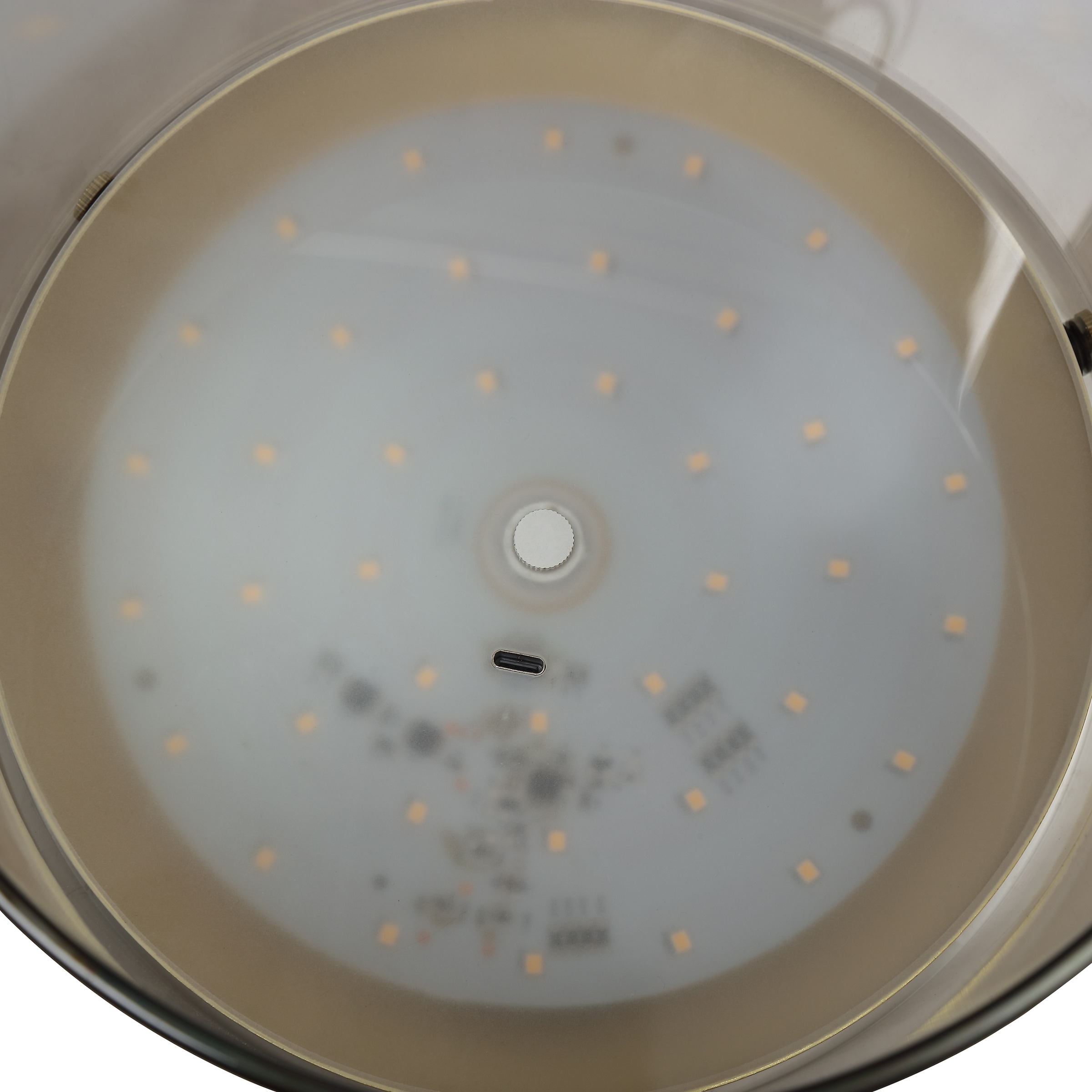 lumiCouture LED Tischleuchte »Lumeo« LED-Modul 1 Stk. Warmweiß Ø 20 cm x 20 cm, 380 lm 3000 K, Glas Metall, messingfarben Rauchglas