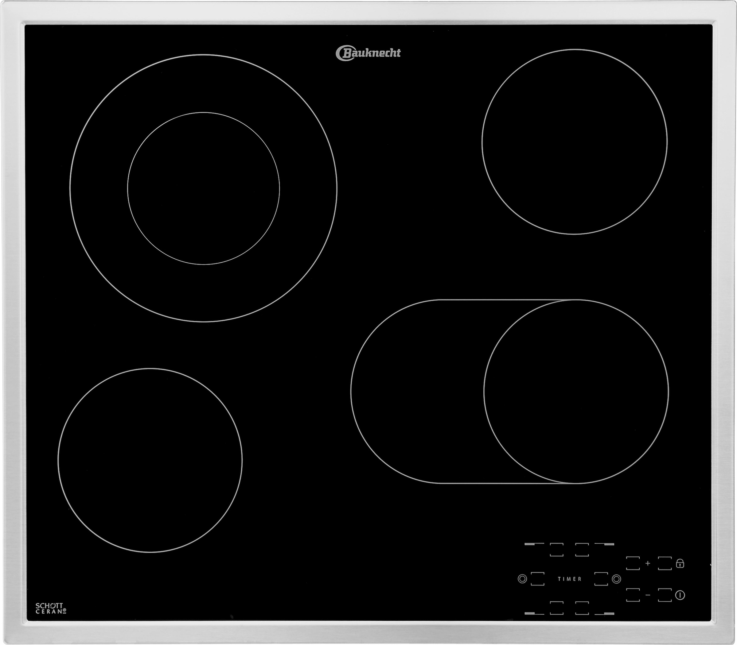 BAUKNECHT Elektro-Kochfeld von SCHOTT CERAN®, IN, mit Jahren 3 mit Garantie CTAR 9642 Touch-Control-Steuerung XXL