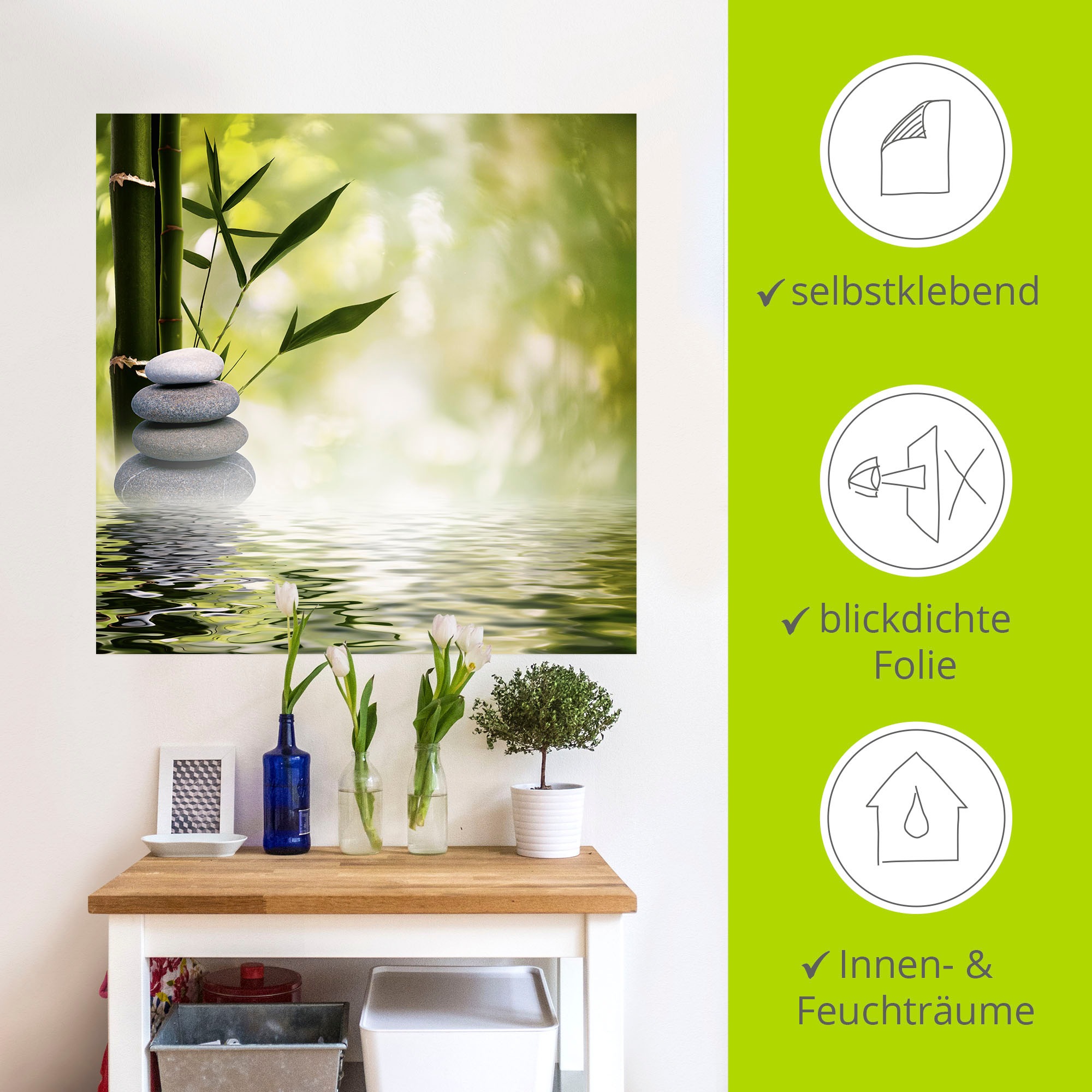 Artland Wandbild »Asiatische Spa Steine«, Spa, (1 St.), als Alubild, Outdoorbild, Leinwandbild, Poster, Wandaufkleber