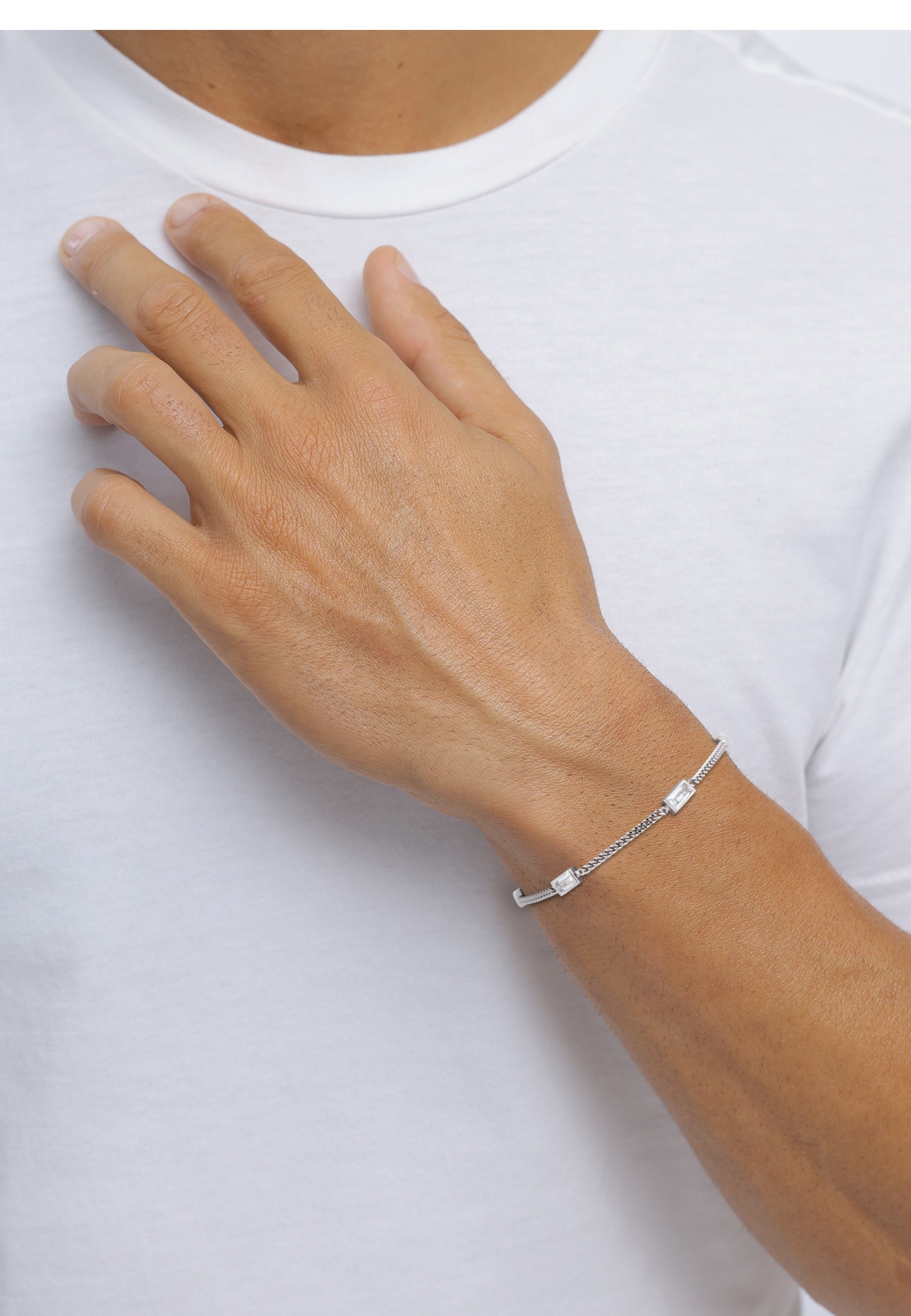 Kuzzoi Armkette »Armband Rechteck Topas Weiß 925 Sterling Silber«