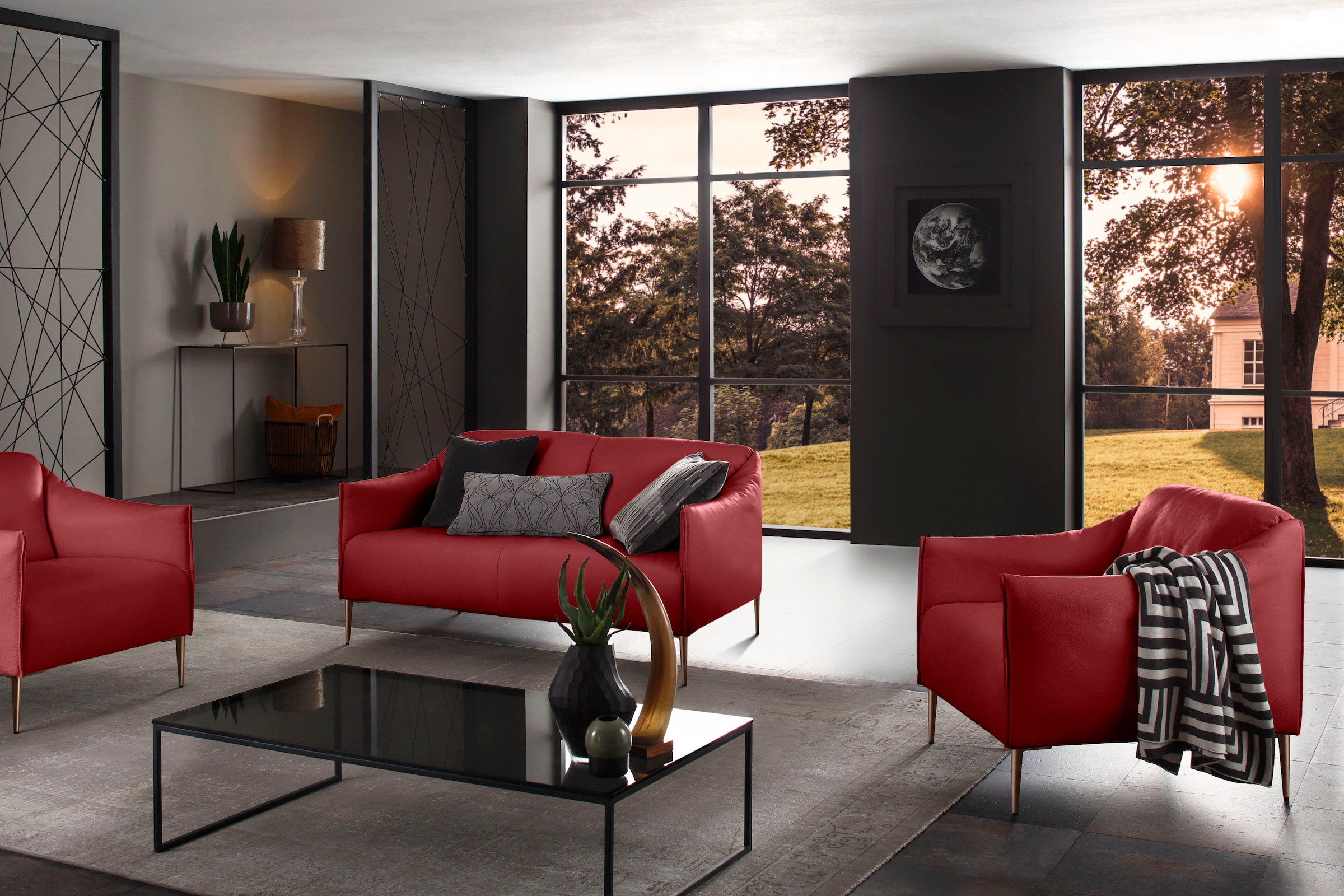 W.SCHILLIG 2-Sitzer »sally Design-Sofa, Loungsofa, bequem, schmale Armlehnen, Breite 154cm« mit Metallfüßen in Bronze pulverbeschichtet, Breite 154 cm