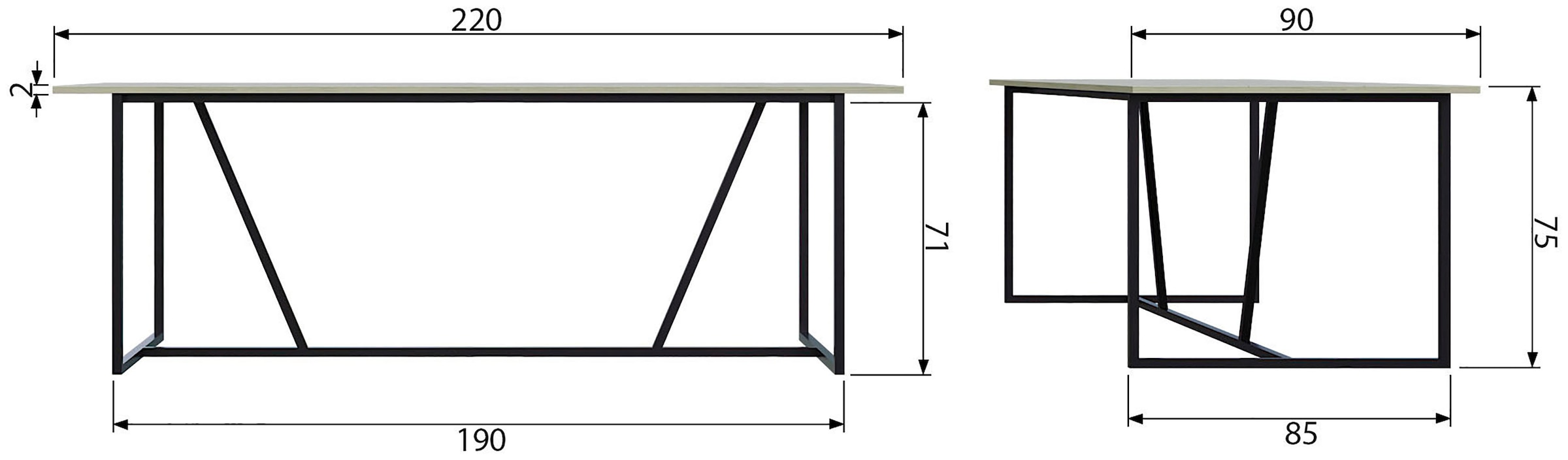 WOOOD Esstisch »Silas«, rechteckige Form, Holz teilmassiv, H 75 cm x B 220 cm