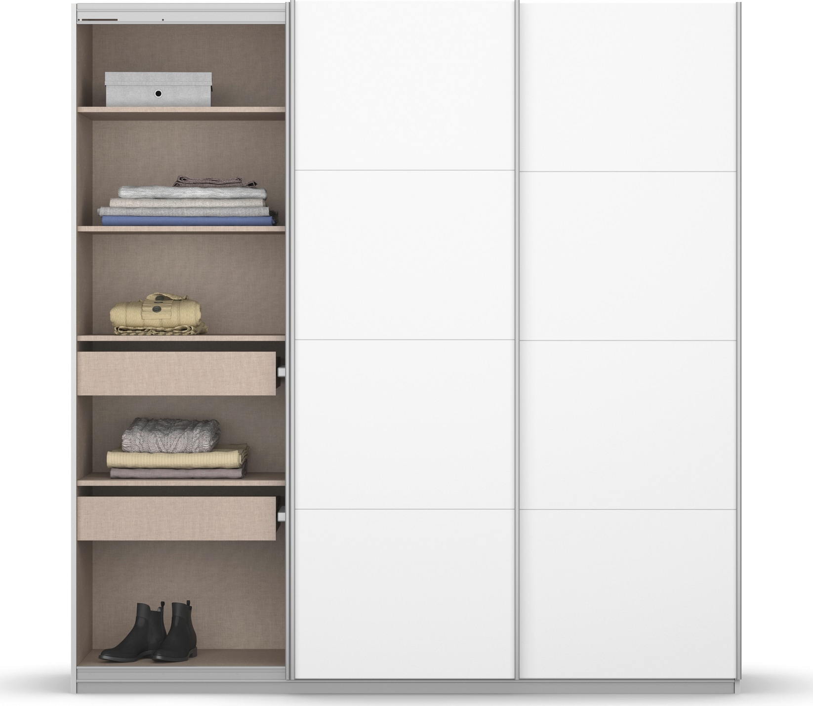 rauch Schwebetürenschrank »Kleiderschrank Schrank Garderobe KOLUNA mit Hochglanz-Front« Breiten 203/271/315/360 cm Höhen 210/229 cm,  Hochglanzfront, inkl. 2 Innenschubladen sowie extra Böden