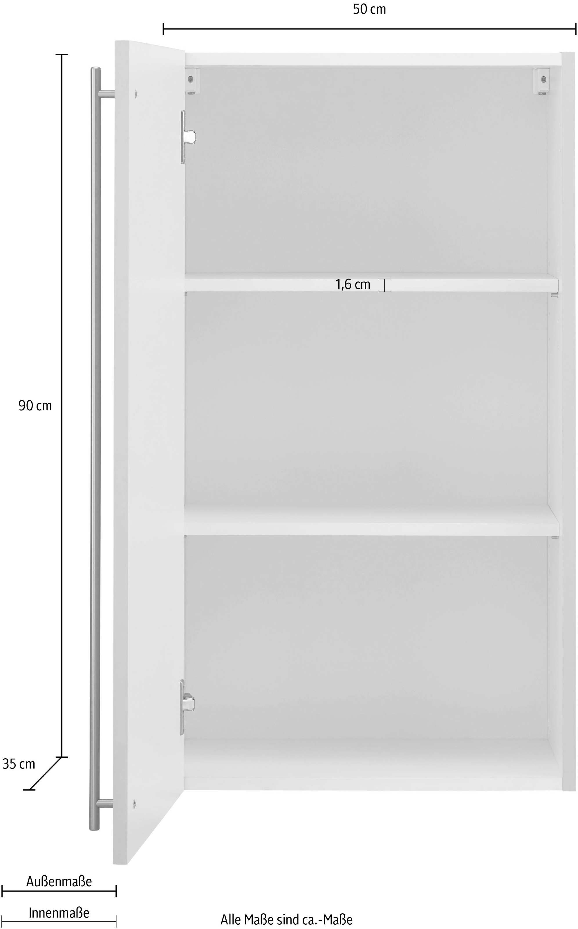 wiho Küchen Hängeschrank »Chicago, TOPSELLER« 50 cm breit, 90 cm hoch, für viel Stauraum