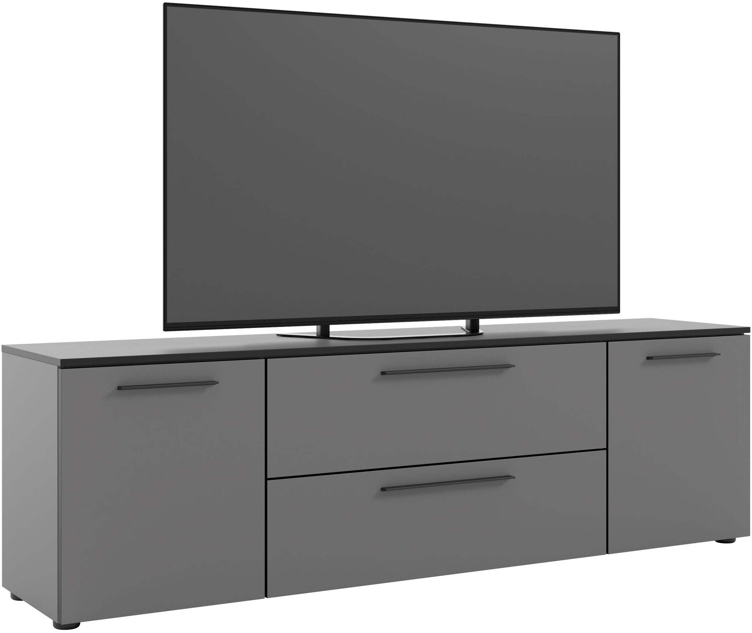 Manjana Möbel Lowboard »Lowboard mit Schwarz matten Metallgriffen«