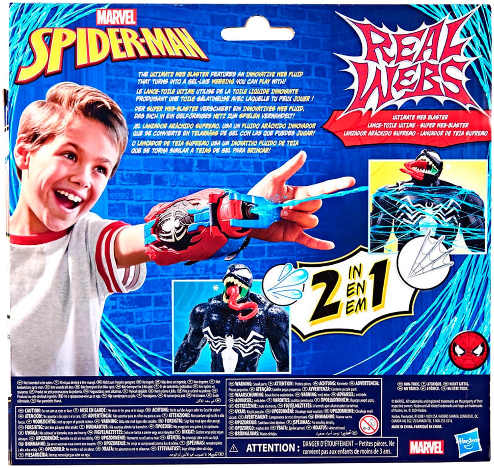 Hasbro Blaster »Marvel, Spider-Man Real Webs Super Web-Blaster«, verschießt Netze oder Wasser