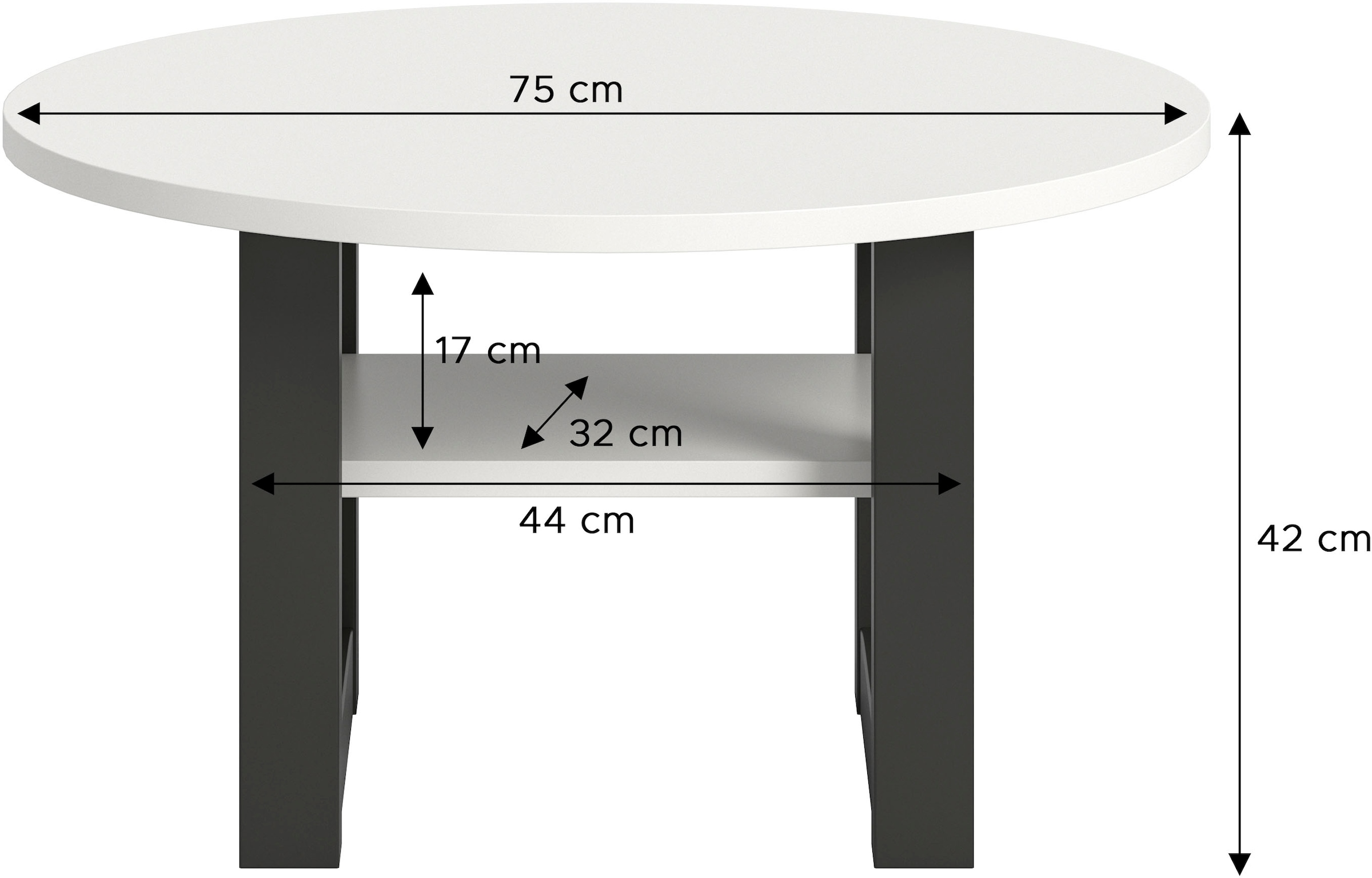 INOSIGN Couchtisch »Rail, Ø 75 cm, mit Ablageboden, inklusive Kufengestell«, Wohnzimmertisch, Beistelltisch
