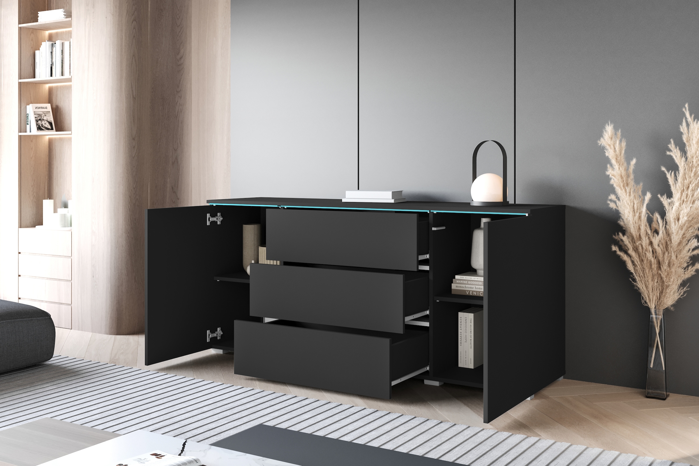 INOSIGN Sideboard »VERA«, moderne grifflose Kommode Breite 150 cm, Einlegeböden verstellbar