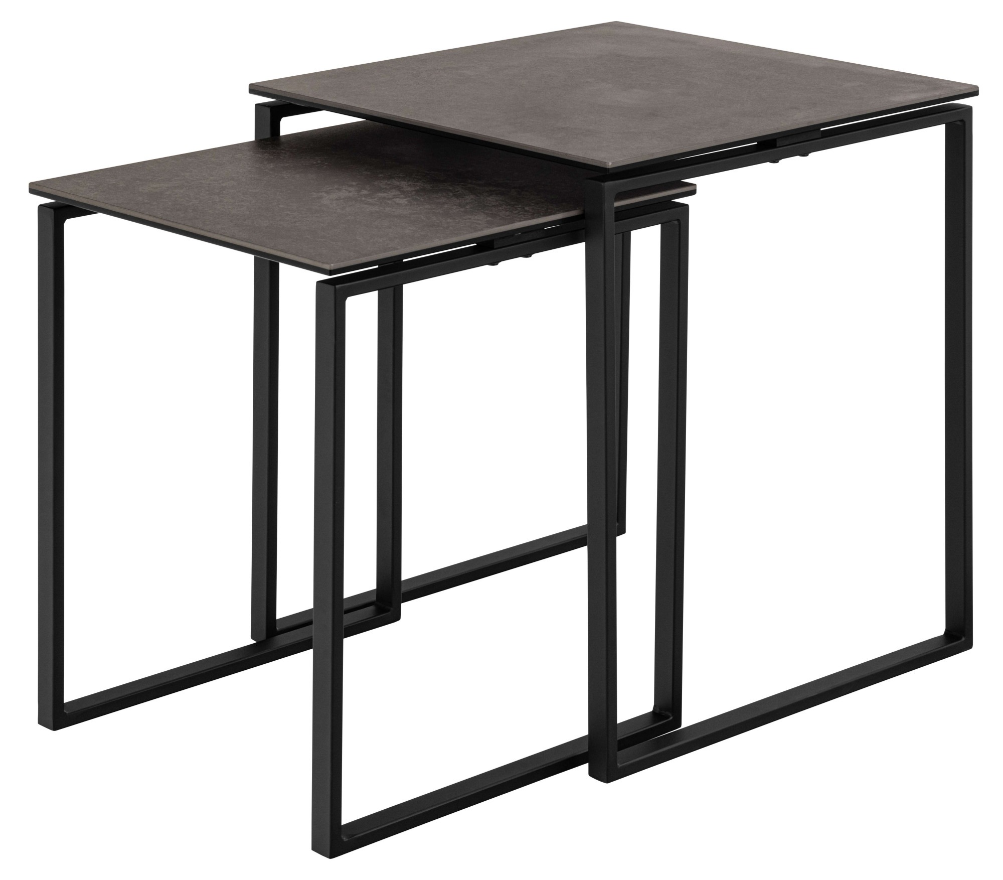 ACTONA GROUP Couchtisch »Katrine, 2er-Set, Kaffetisch, Keramik-Tischplatte, modern, Scandi«, (Set, 2 St., Set aus 2 Couchtischen), Quadratisch, robustes schwarzes Stahlgestell, B: 50 x T: 50 cm