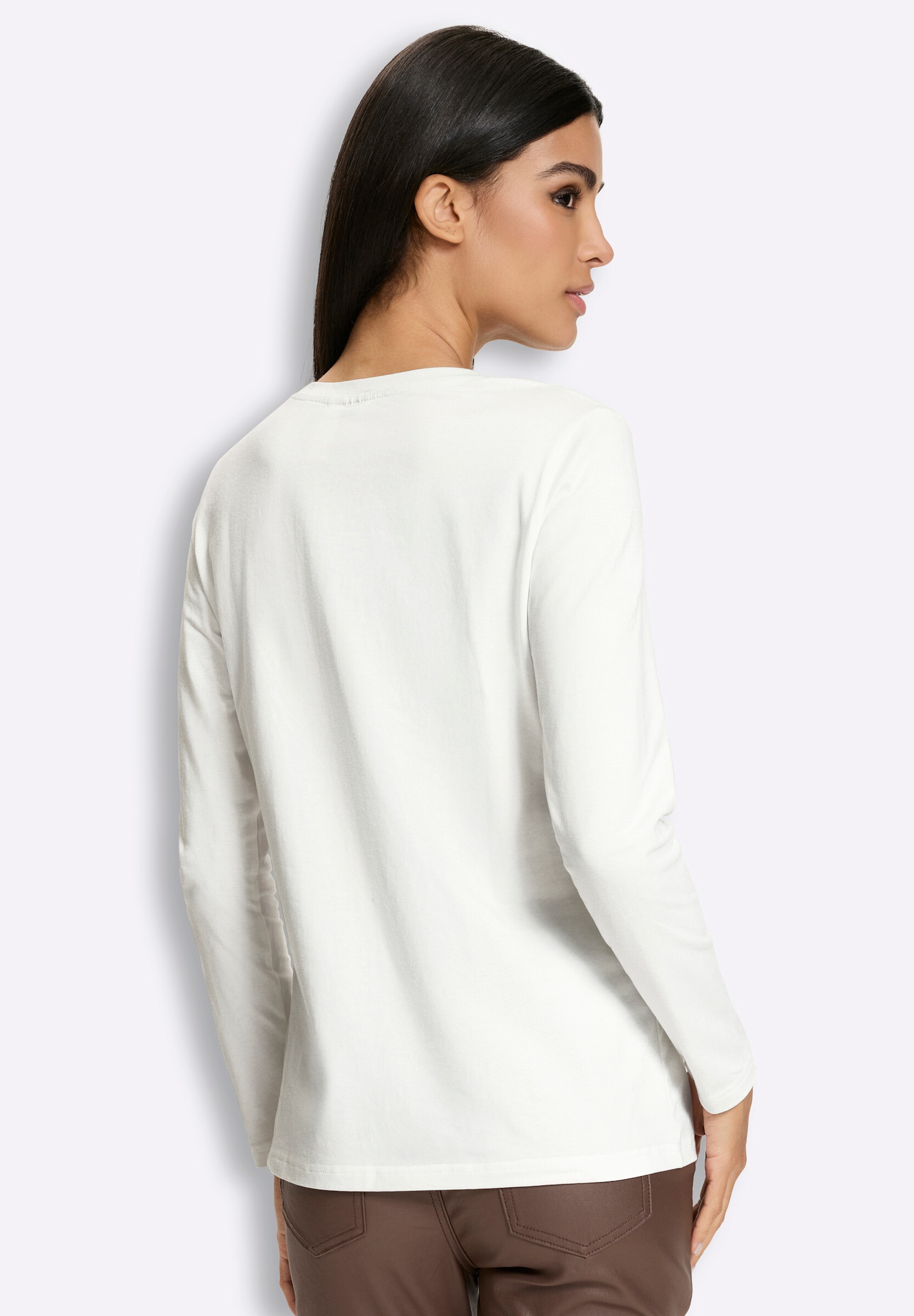 heine T-Shirt »Langarm-Shirt Print-Shirt mit Glitzersteinen«