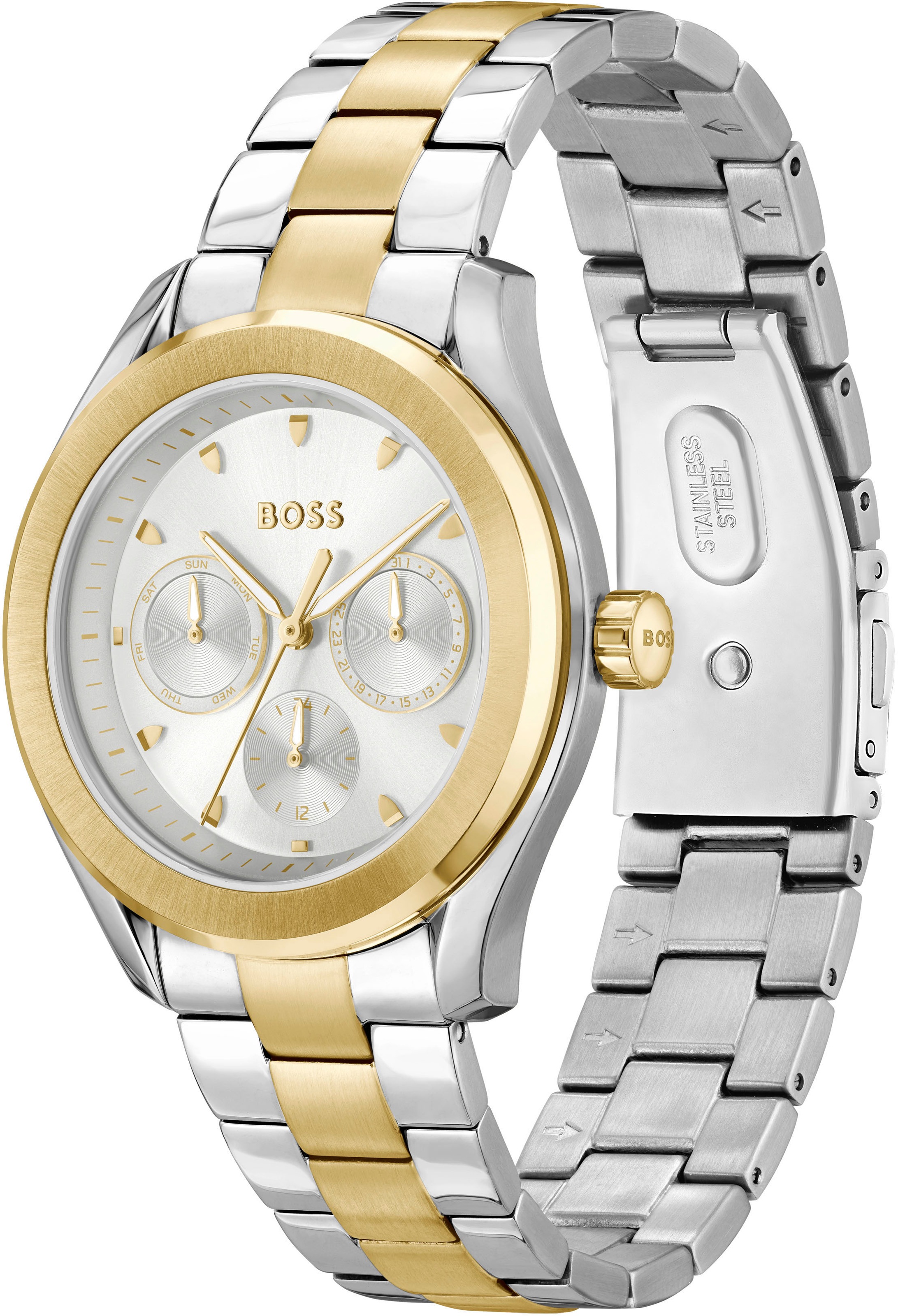 BOSS Multifunktionsuhr »LIDA« Quarzuhr, Damenuhr, Armbanduhr, Datum, Edelstahlarmband