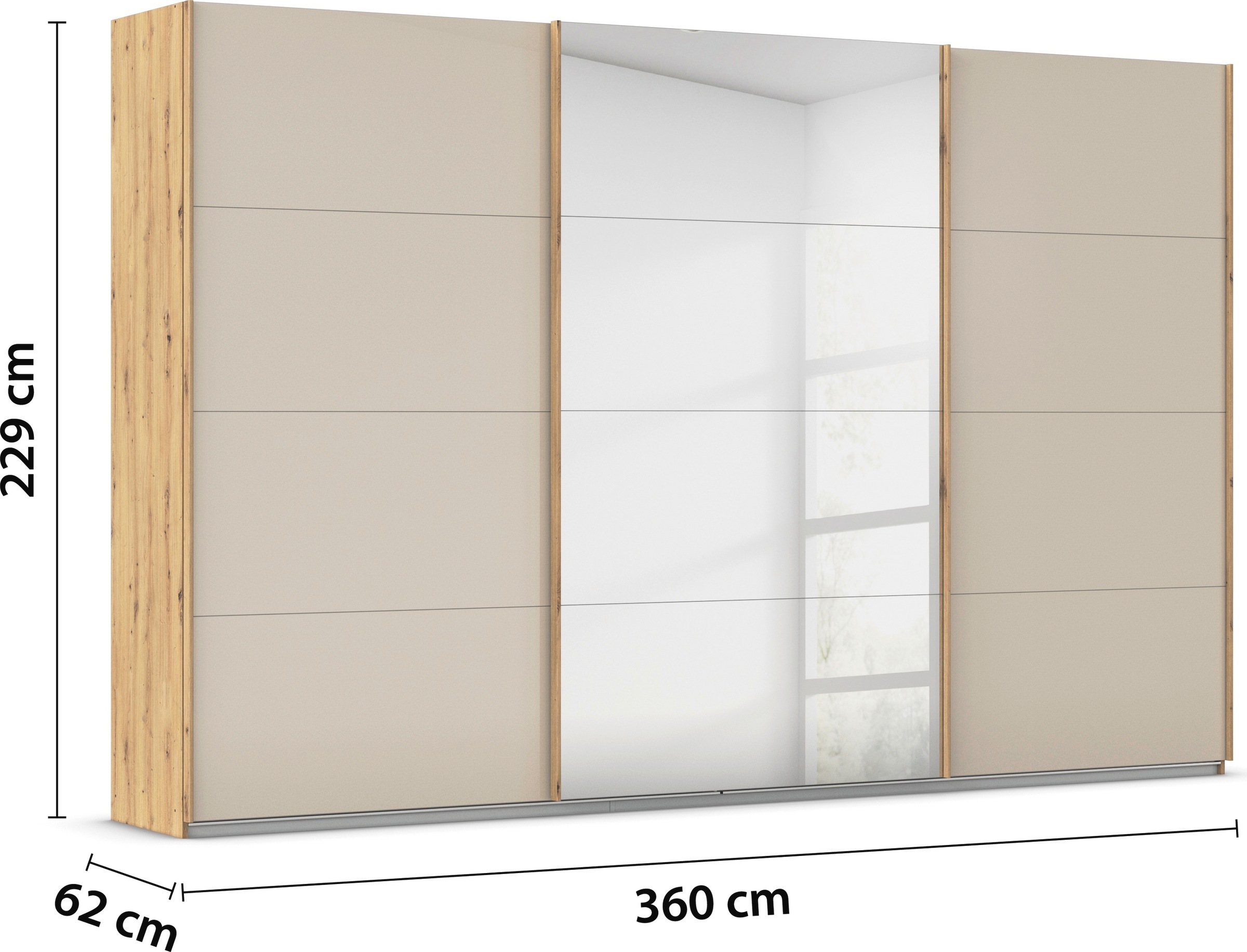 rauch Schwebetürenschrank »Kleiderschrank Kleiderschränke Schrank Garderobe AGORDO mit Glasfront«, durchdachte Innenausstattung, in 4 Breiten und 2 Höhen MADE IN GERMANY