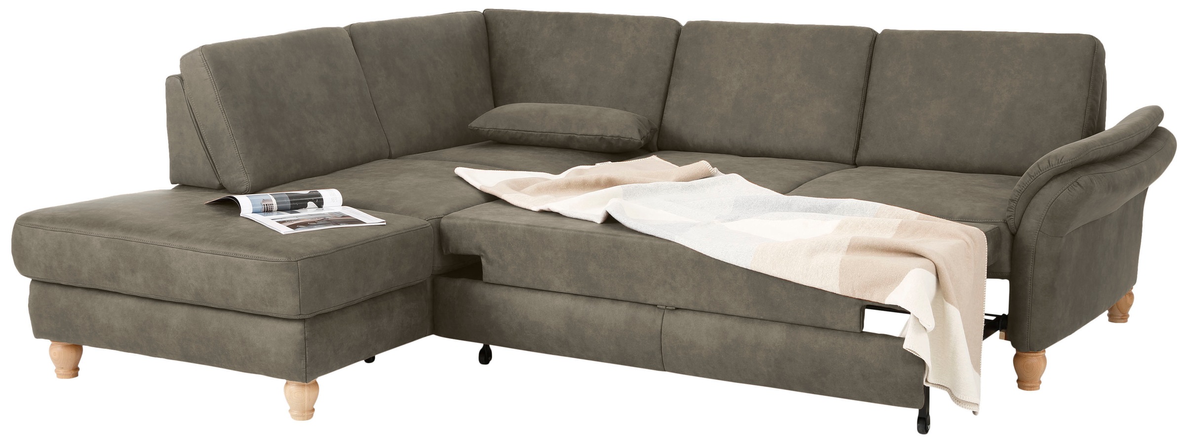 Home affaire Ecksofa »Palace L-Form«, incl. Sitztiefenverstellung, wahlweise mit Bettfunktion und Stauraum