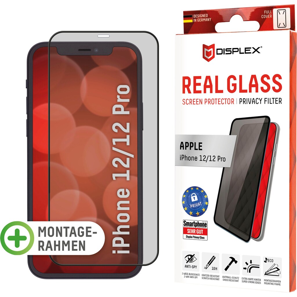 Displex Displayschutzglas »DISPLEX Privacy Glass Panzerglas für Apple iPhone 12/12 Pro (6,1")«, für Apple iPhone 12-Apple iPhone 12 Pro